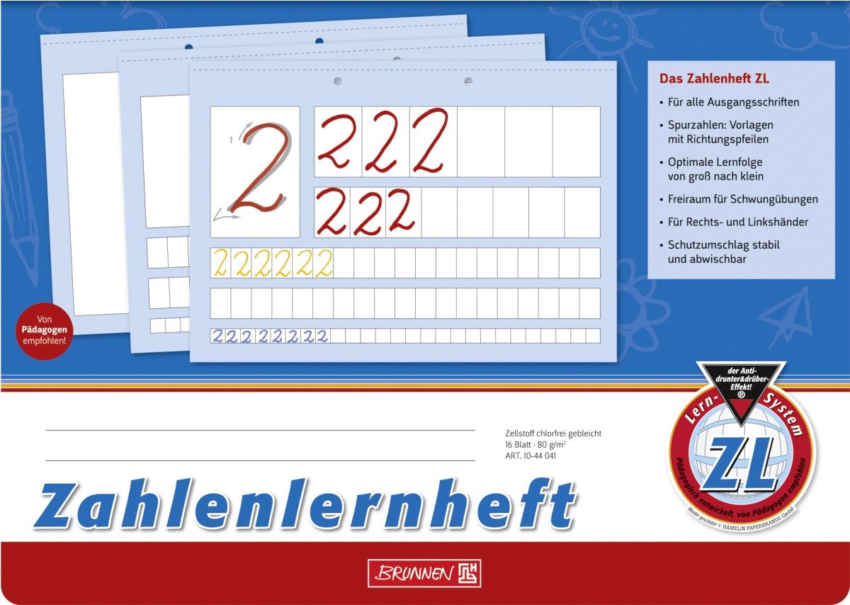 Schulheft Zahlenlernheft A4 quer Lineatur ZL 16 Blatt
