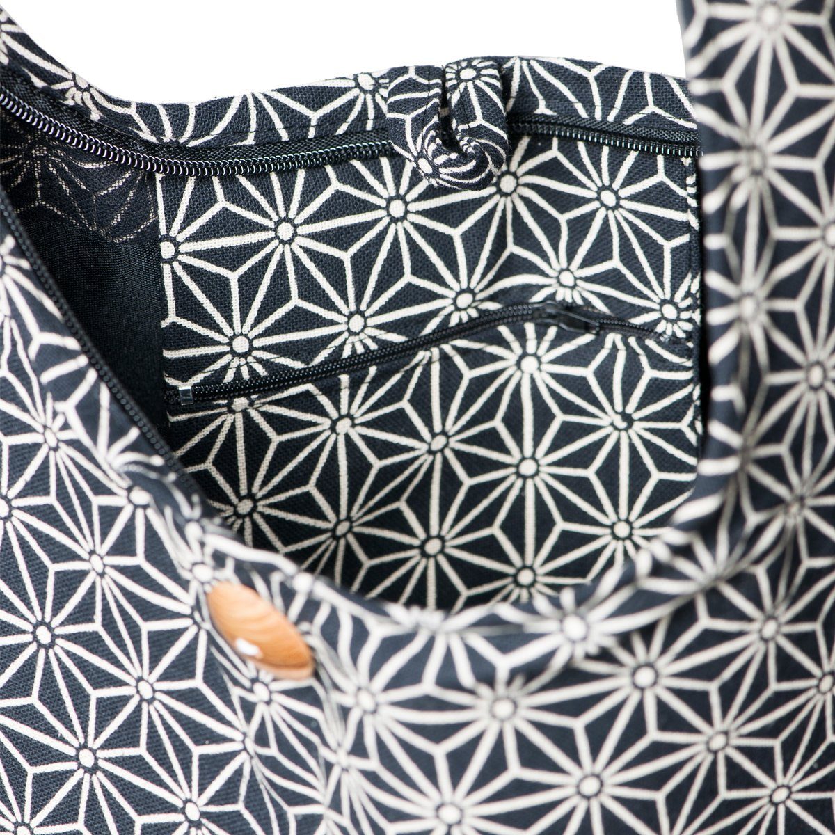 PANASIAM Schultertasche Geometrix Schulterbeutel aus 100% Baumwolle praktische Umhängetasche, In 2 Größen Beuteltasche auch als Wickeltasche und Handtasche geeignet