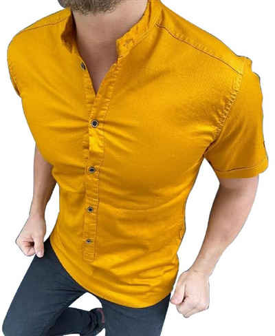 Megaman Jeans Hemd & Shirt Kurzhemd Herren designer Premium Megaman Hemd Slim-Fit Business Hochzeit Shirt Sommer Hemden