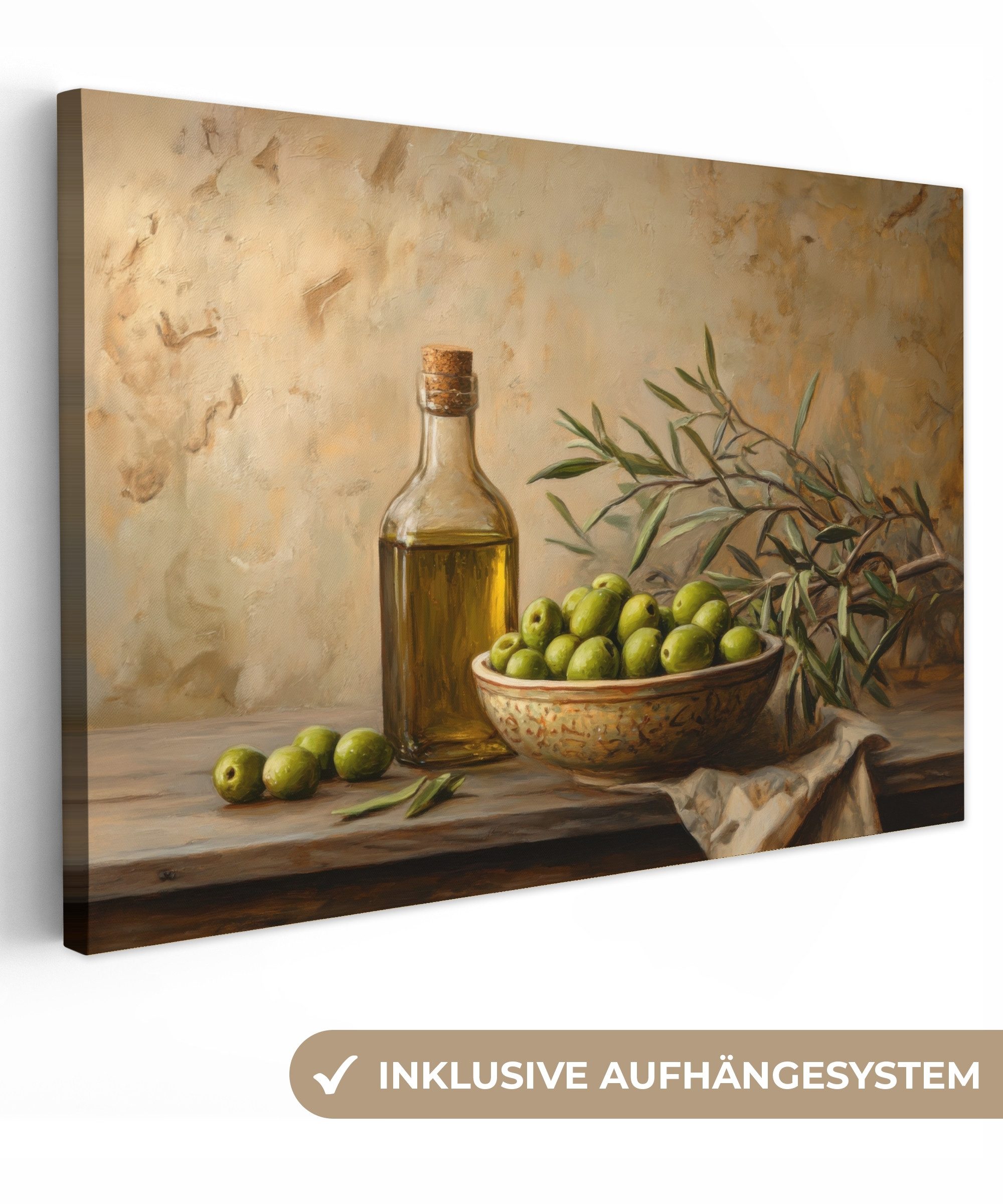 OneMillionCanvasses® Leinwandbild Oliven - Stilleben - Vintage, Fotodruck ( günstig online kaufen