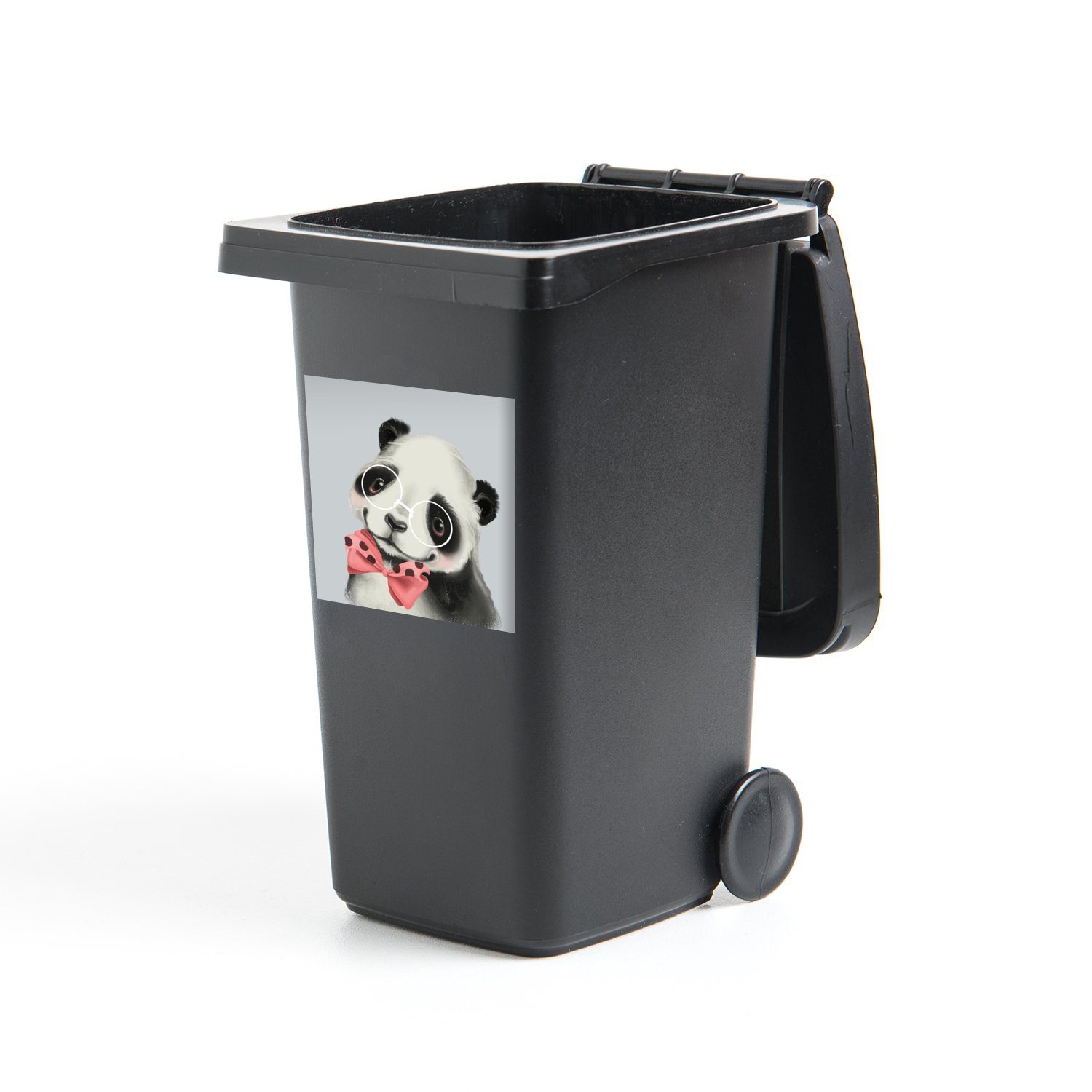 MuchoWow Wandsticker Panda - Kinder - Schleife (1 St), Mülleimer-aufkleber, Mülltonne, Sticker, Container, Abfalbehälter | Wandtattoos