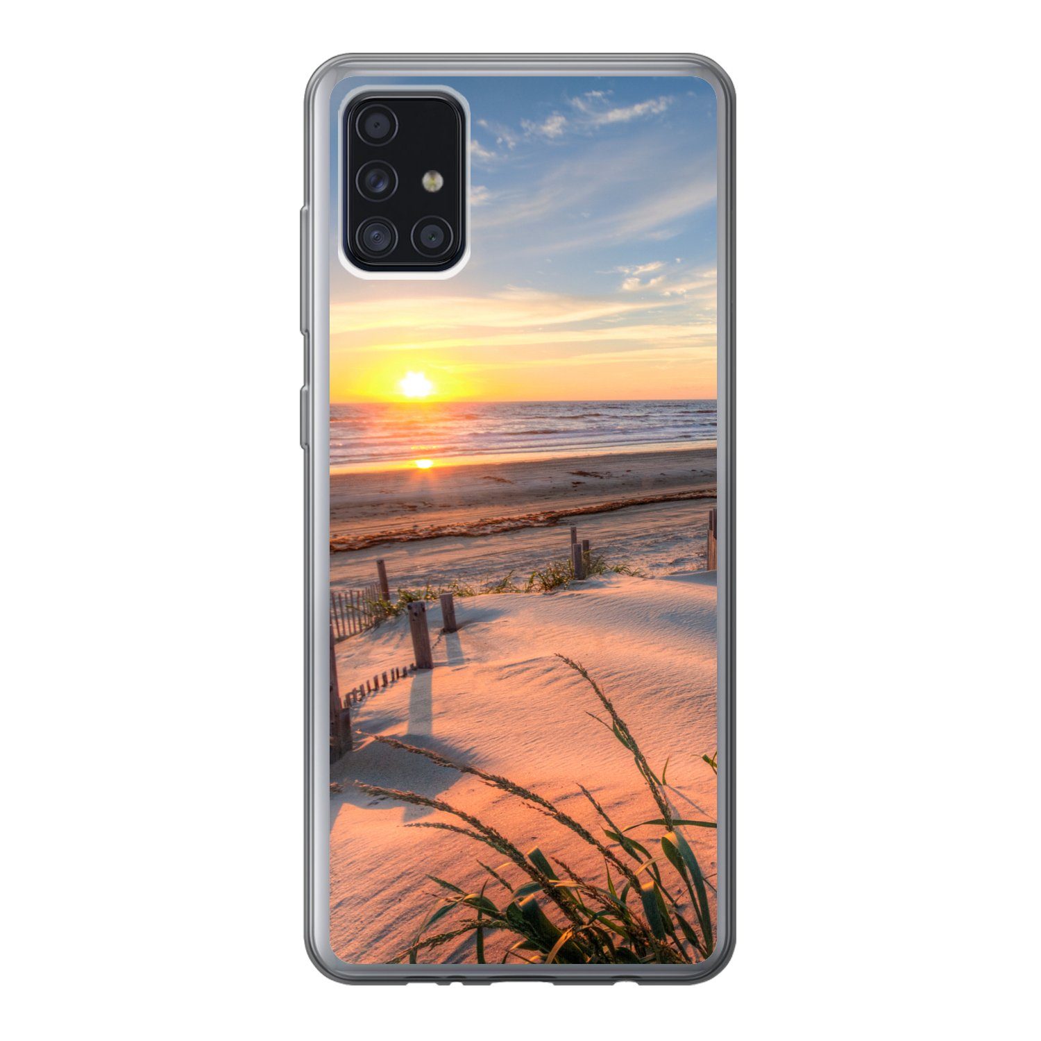MuchoWow Handyhülle für Samsung Galaxy A52 5G Strand - Meer - Düne - Sonnenuntergang - Lan, Smartphone-Bumper, Print, Handy Schutzhülle Dünn