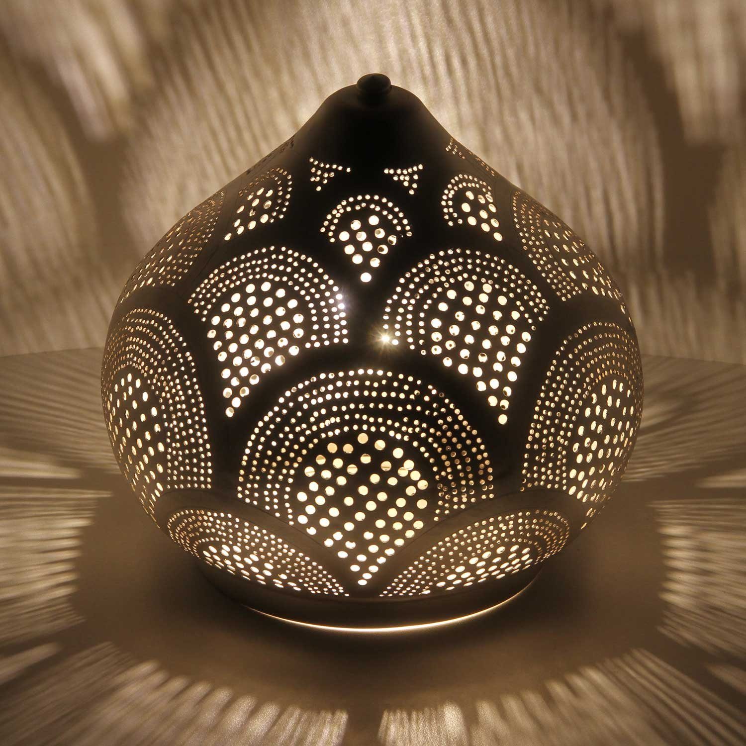 Casa Moro Nachttischlampe »Arabische Stehlampe Aswan D20 Silber in  Tropfenform mit E14 Fassung«, ohne Leuchtmittel, hängt vom Leuchtmittel ab,  Echt versilberte Bodenleuchte aus Messing ESL2010