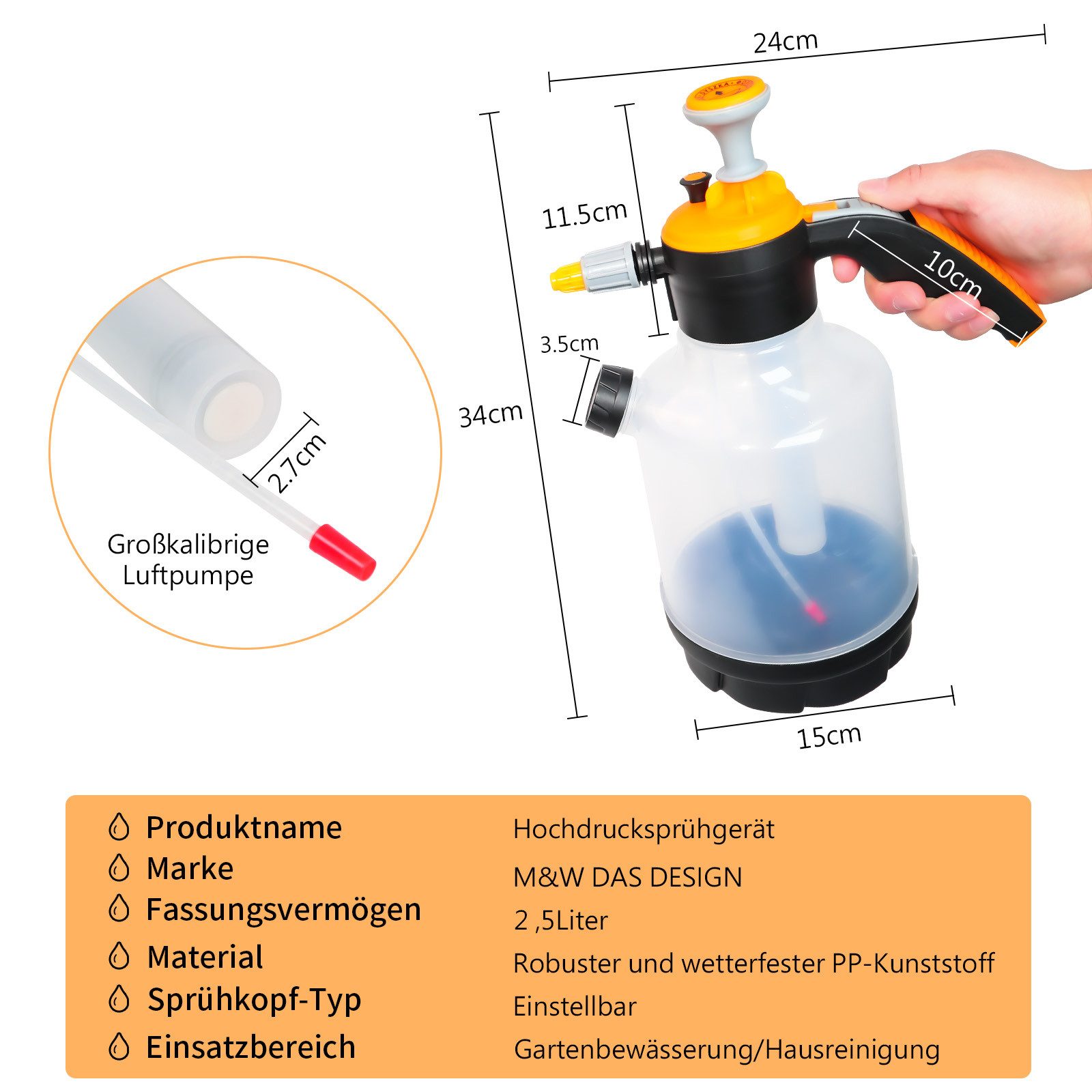 M&W DAS DESIGN Sprühflasche Sprühflasche Drucksprüher Pumpsprühflasche Für Pflanzen Garten