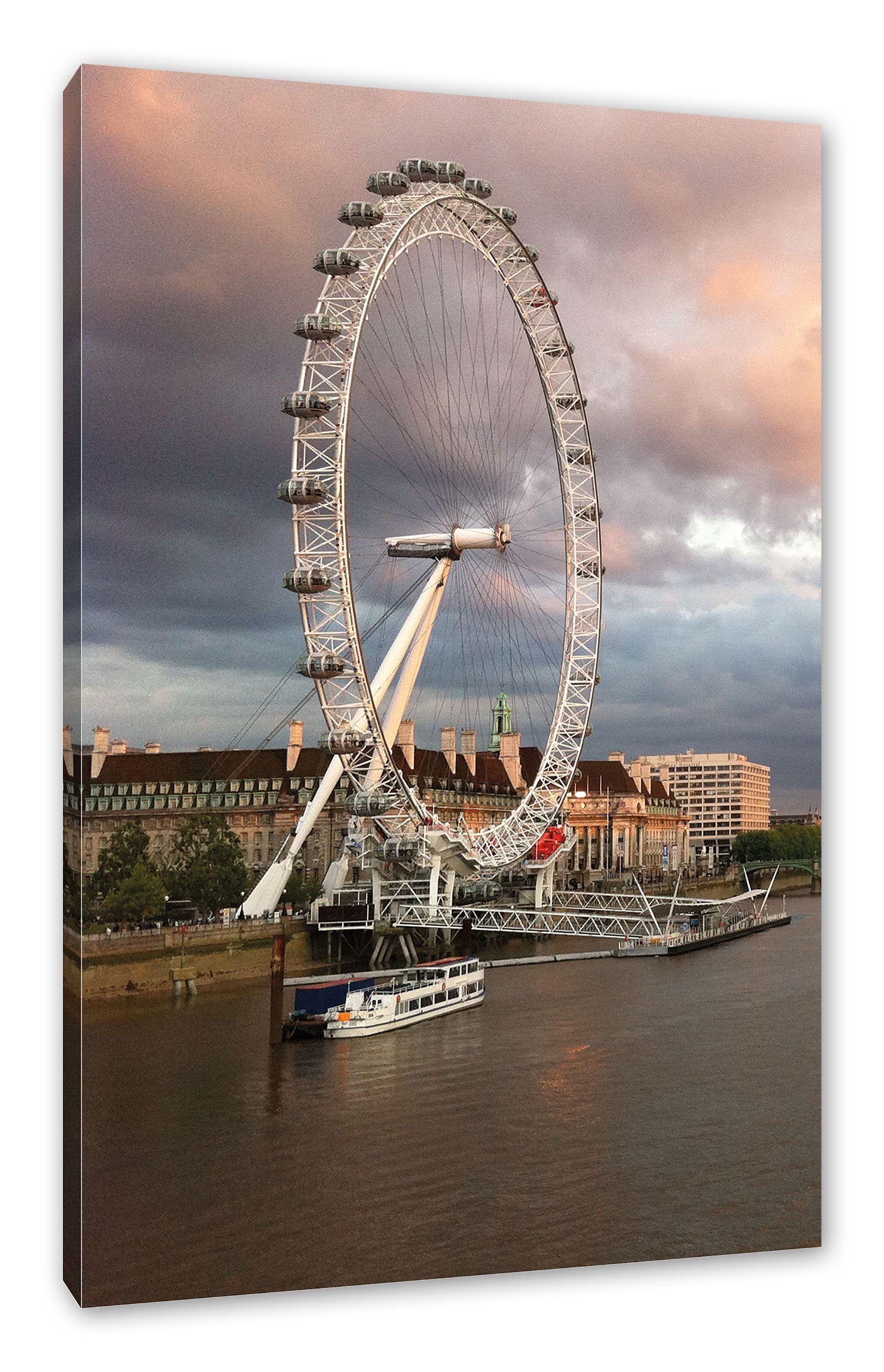 bespannt, Eye Riesenrad Zackenaufhänger fertig St), (1 Leinwandbild inkl. London Leinwandbild London Pixxprint Riesenrad Eye,