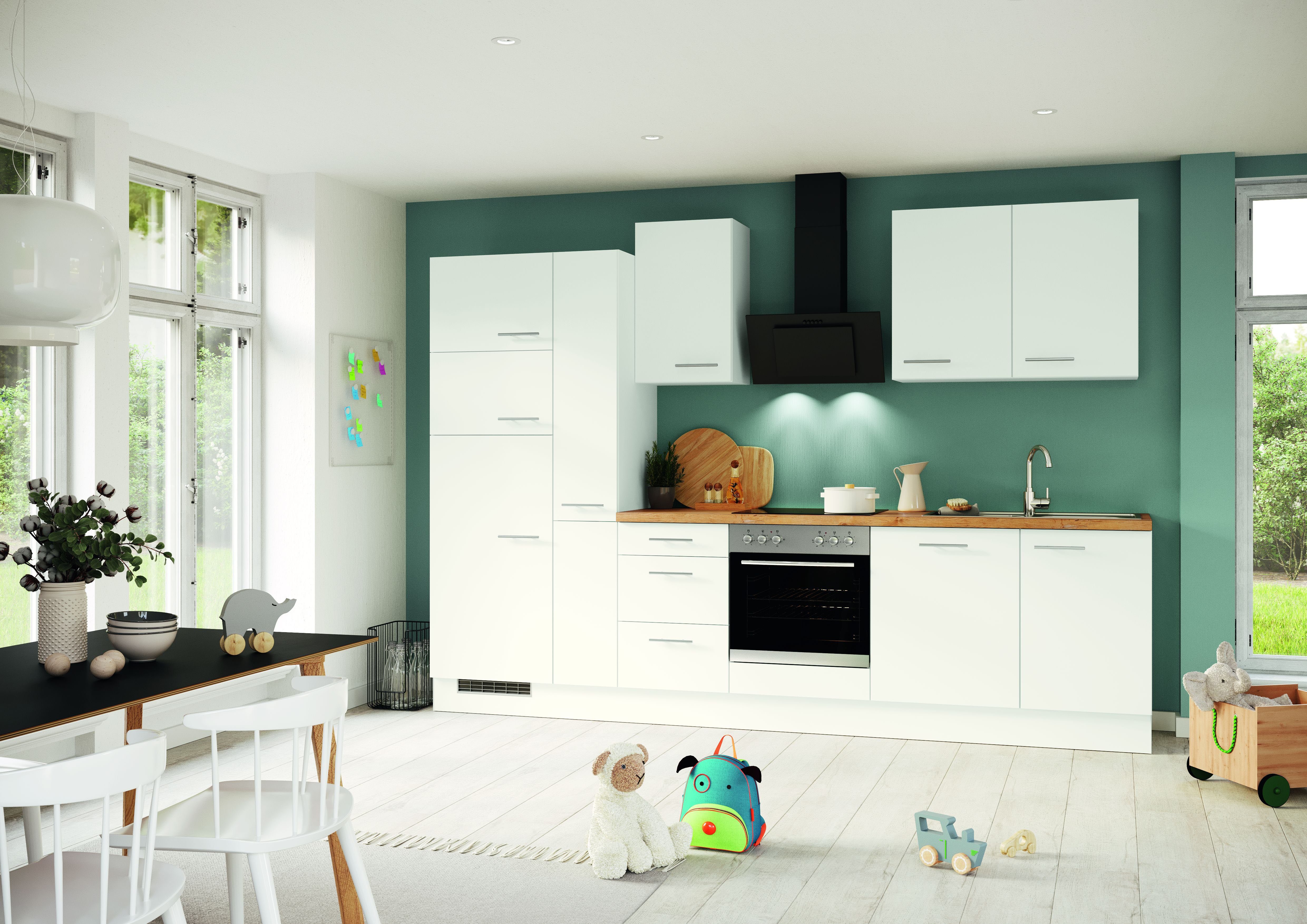 IMPULS KÜCHEN Waschmaschinenumbauschrank "Valencia", Breite/Höhe: 64/206,2 cm, mit Soft-Close mit Wangen, Schubka., Auszug, verstellb. Fachböden, Auflagen