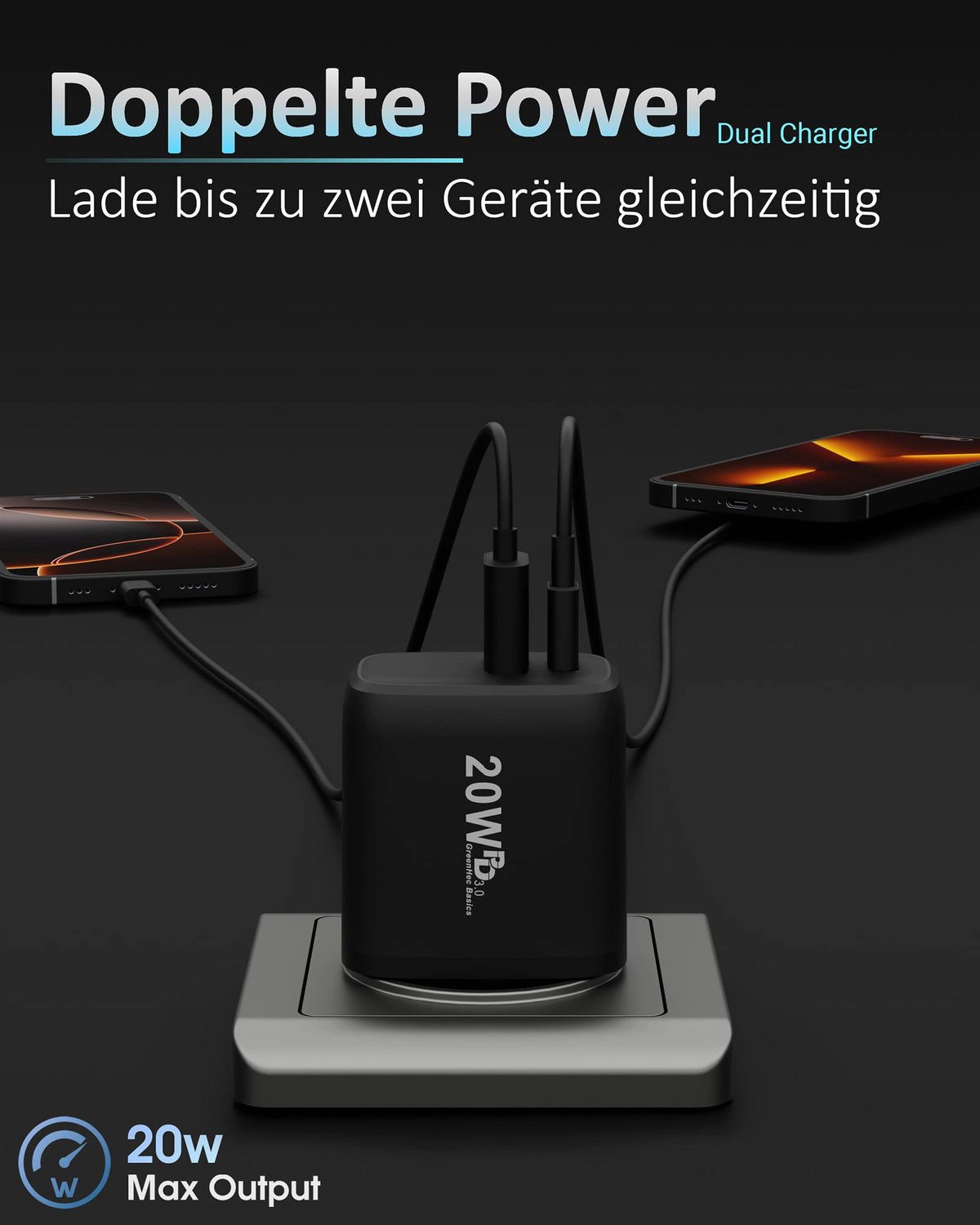 GreenHec MagSafe + 20w Dual Charger Wireless Ladegerät Adapter Netzteil Schnelllade-Gerät (0,00 mA, Spar-Set, 20w Dual Charger + 15w MagSafe Ladegerät, für Apple iPhone 17 16 15 14 13 12 Pro Max mini Plus Ladepad)