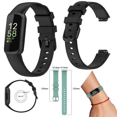 Wigento Smartwatch-Armband Für Fitbit Inspire 3 Watch Uhr Kunststoff / Silikon Armband Ersatz Arm Band Ersatz Schwarz Größe S / Frauen