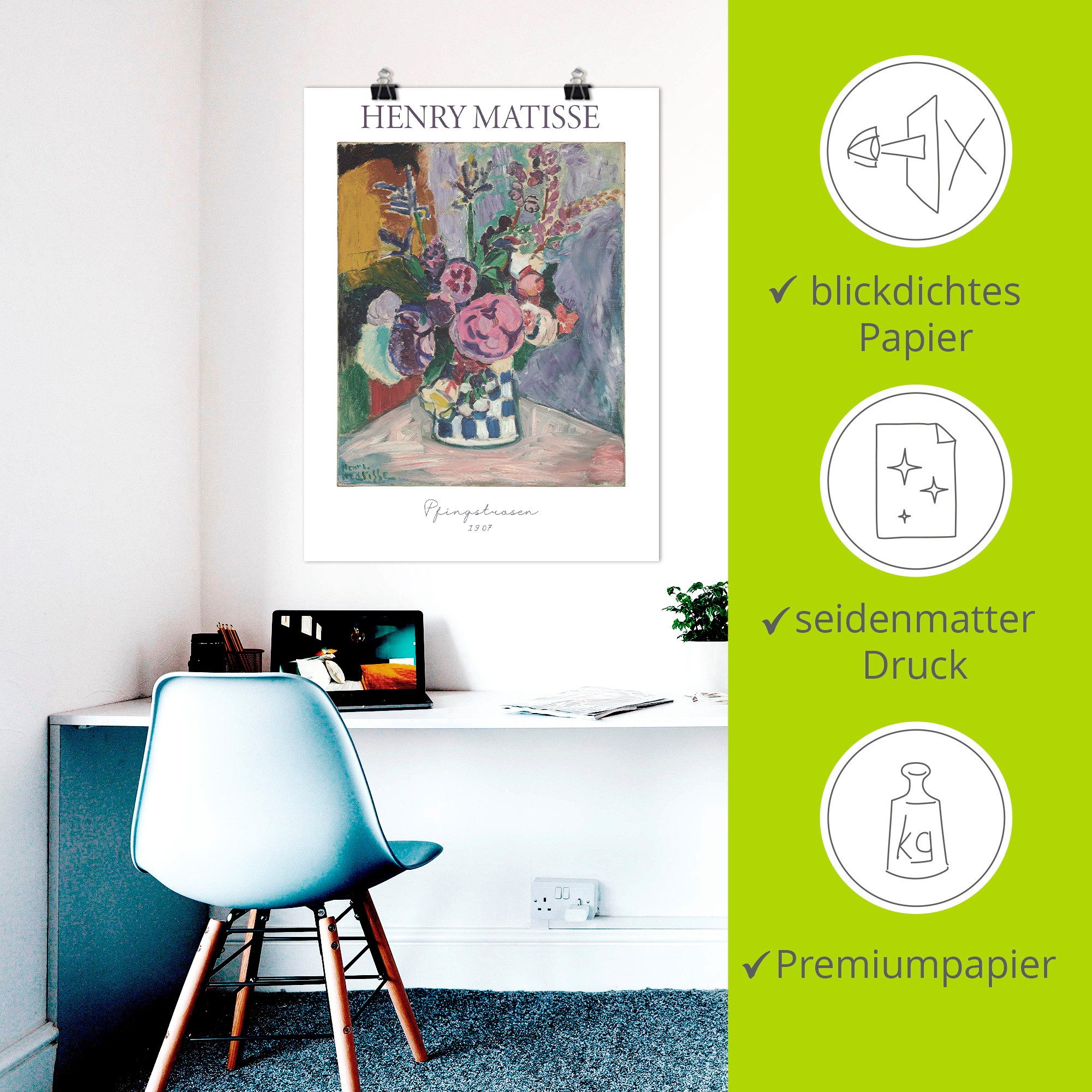 Artland Wandbild Pfingstrosen. 1907, Arrangements (1 St), als Alubild, Leinwandbild, Poster, Wandaufkleber in verschied. Größen