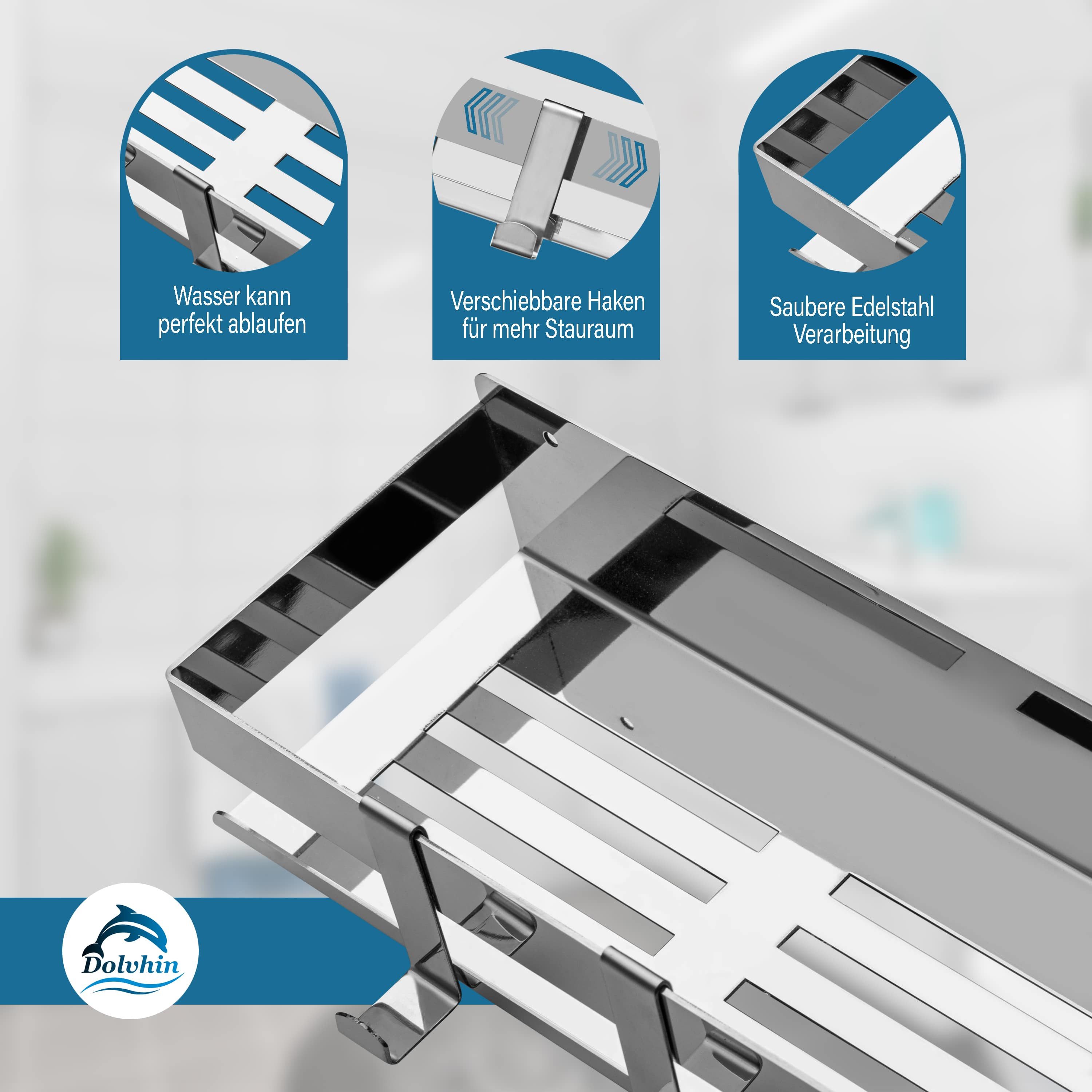 Dolvhin Duschablage ohne Bohren, Duschregal Edelstahl, Duschkorb Aufbewahru günstig online kaufen