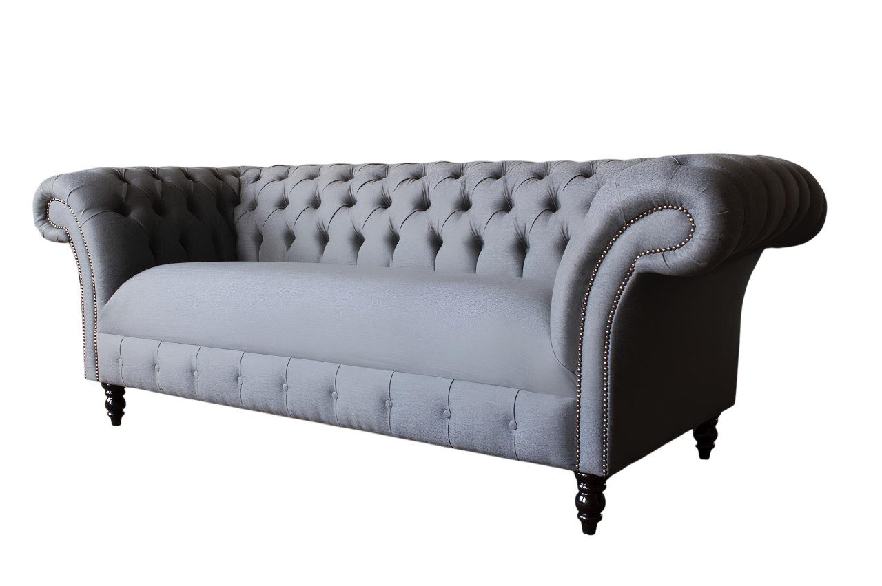 Xlmoebel Chesterfield-Sofa Chesterfield Dreisitzer Polstersofa aus Leder mit modernem Stoffbezug, 1 Teile, Hergestellt in Europa