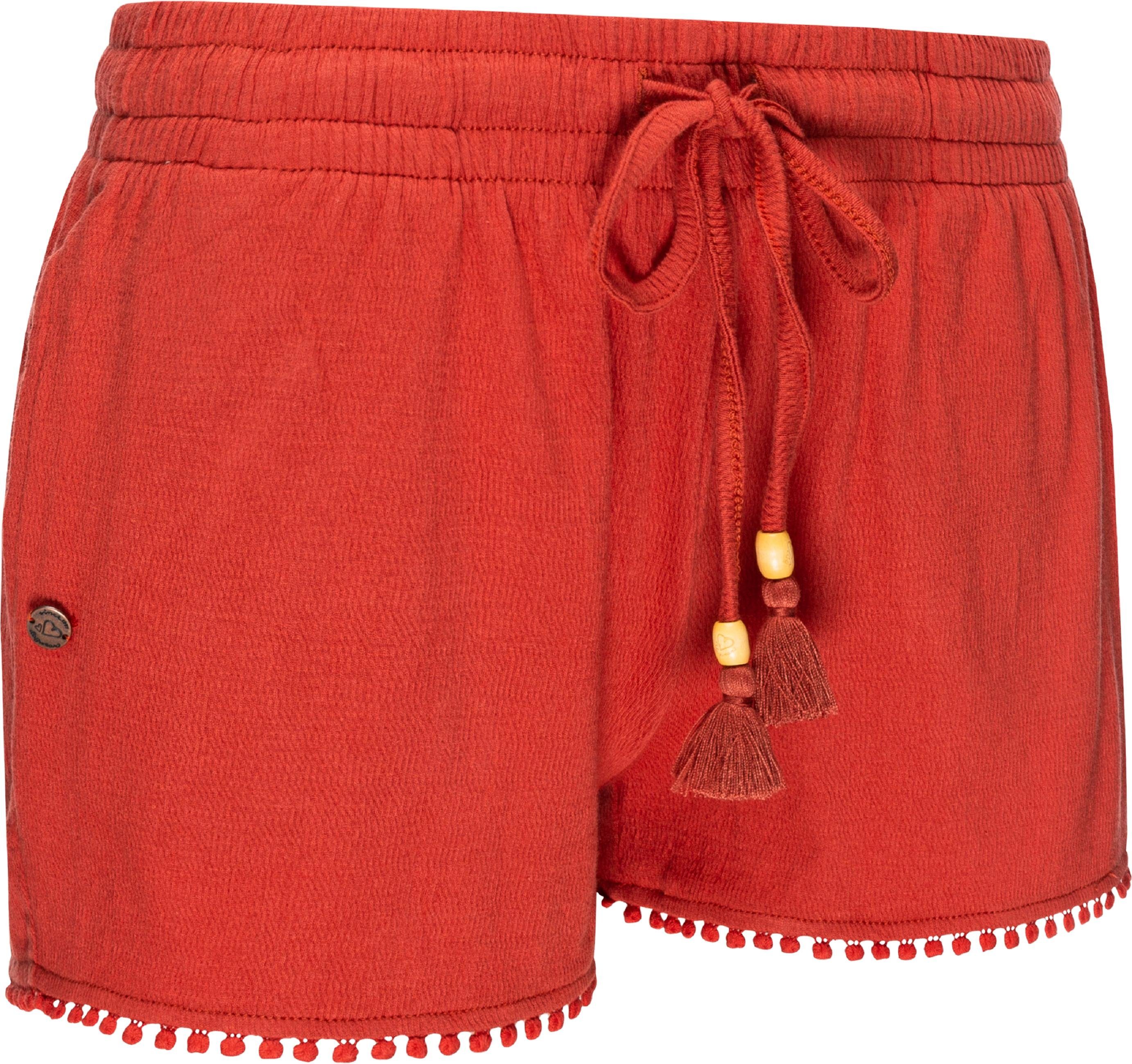 Ragwear Stoffhose Aniko leichte kurze Leinenhose mit Tunnelzugband Chili Red