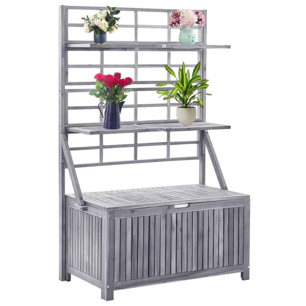 vidaXL Auflagenbox NA Gartentruhe Kissenbox Kissentruhe Auflagenbox mit Spalier Grau 99x5
