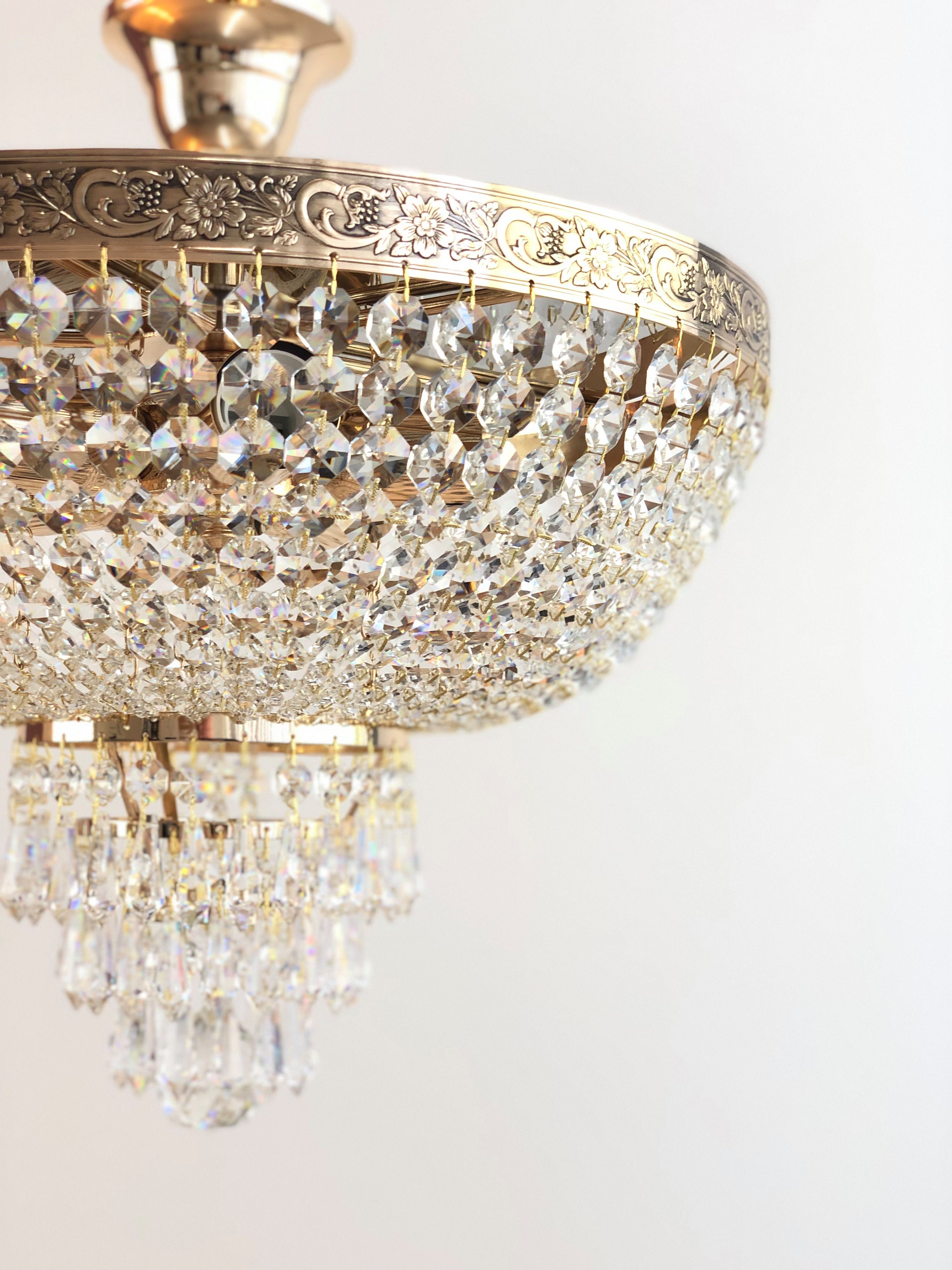 PGA-Lights Deckenleuchte Kristall Deckenleuchte PLAZA Ø40cm gefertigt aus K günstig online kaufen