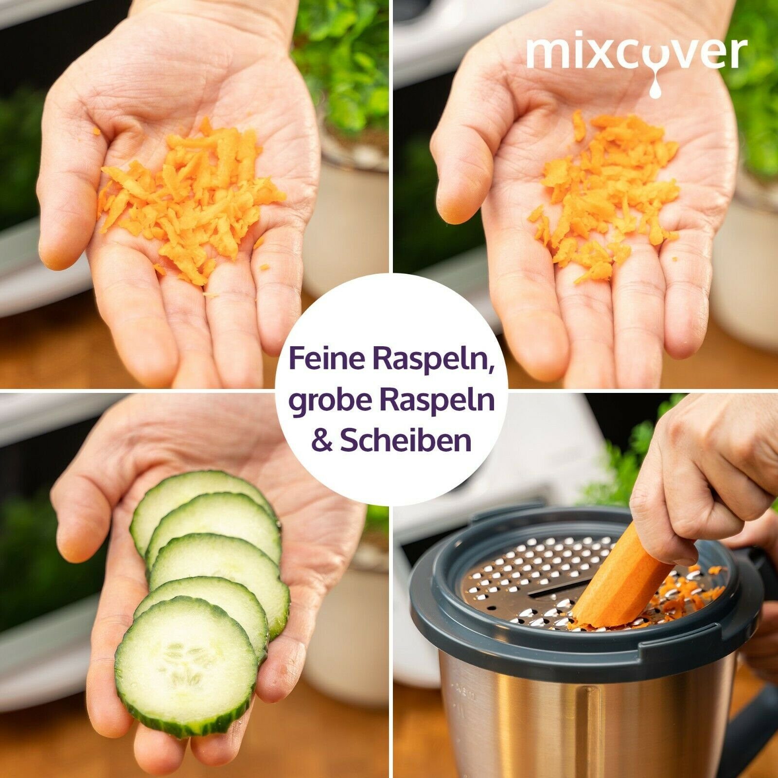 Mixcover Küchenmaschinen-Adapter mixcover Gemüse, Obst und Käsereibe für den Thermomix TM6 und TM5, Thermomix