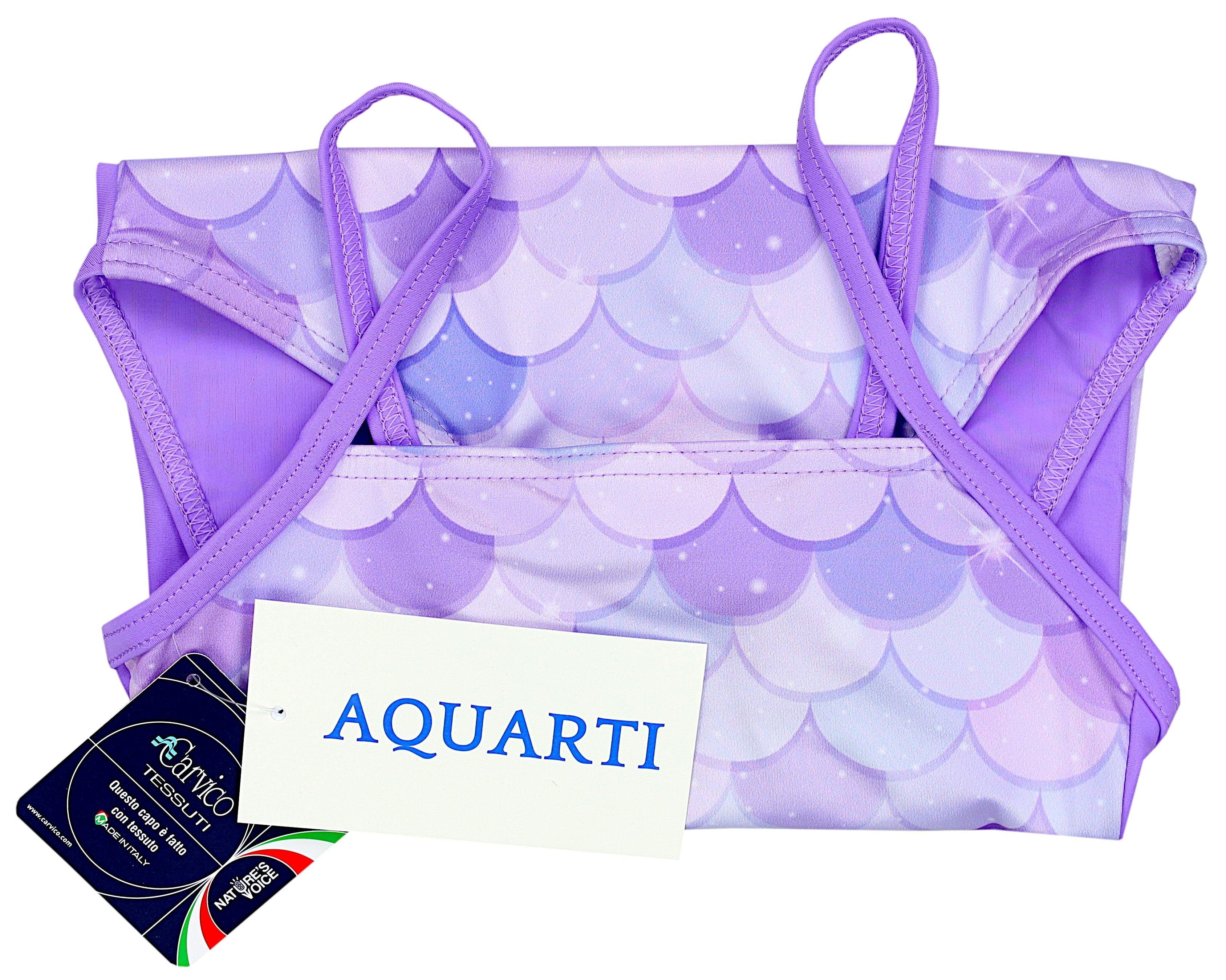 Aquarti Mädchen / Spaghettiträgern Lila Meerjungfrau Streifen Violett Aquarti Badeanzug mit Badeanzug