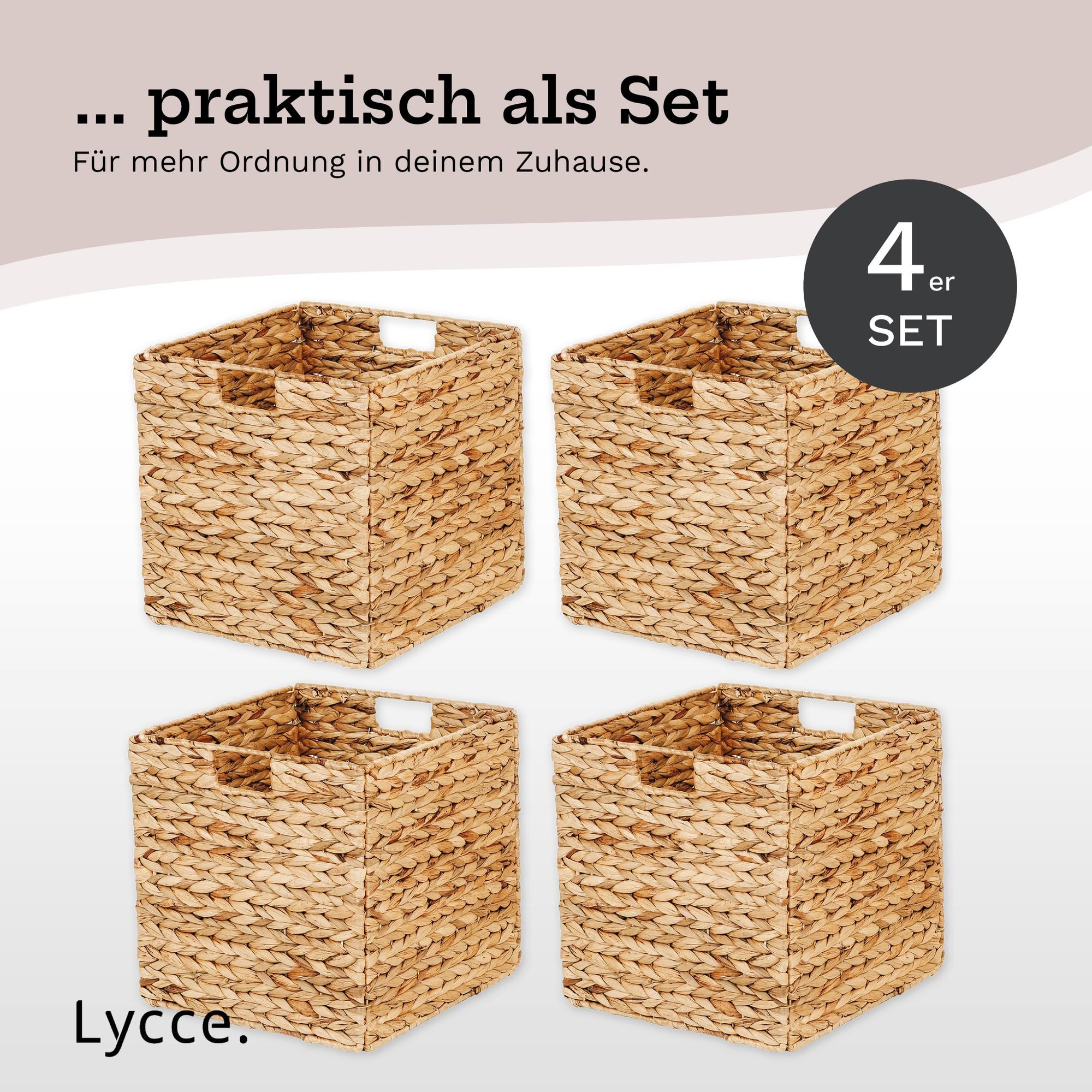 Lycce Regalkorb Kallax Einsatz Aufbewahrungskorb Quader Wasserhyazinthe natur 4er Set (4 St) – Bild 2 von 5
