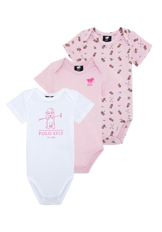 Polo Sylt Kurzarmbody für Babys mit kurzen Ärmeln (Set, 3-tlg), Mit 3  Druckknöpfen im Schritt als Verschluss