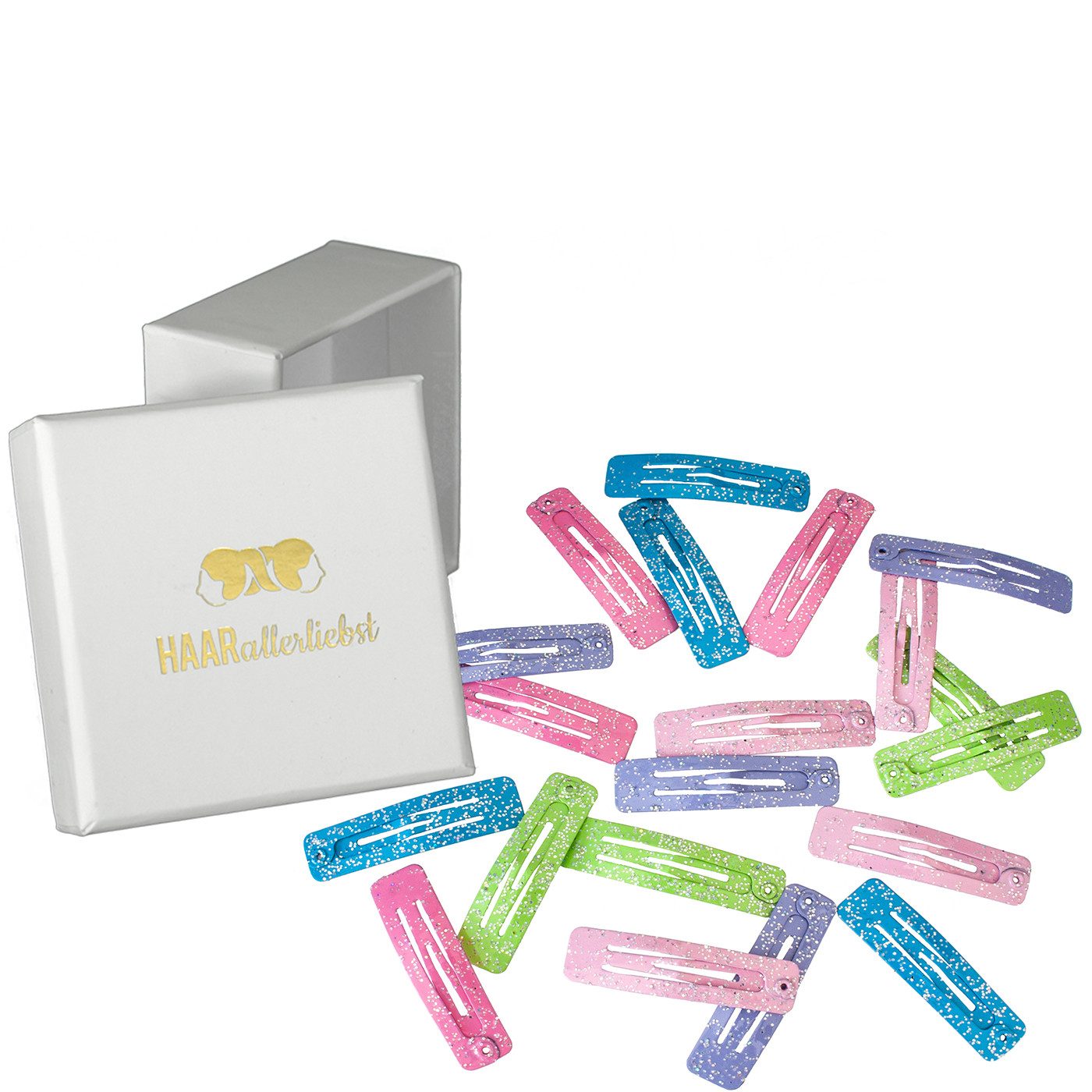 HAARallerliebst Haarspange rechteckig, Spar-Set, 20-tlg., Farbe glitzer pastell, 4cm Длина