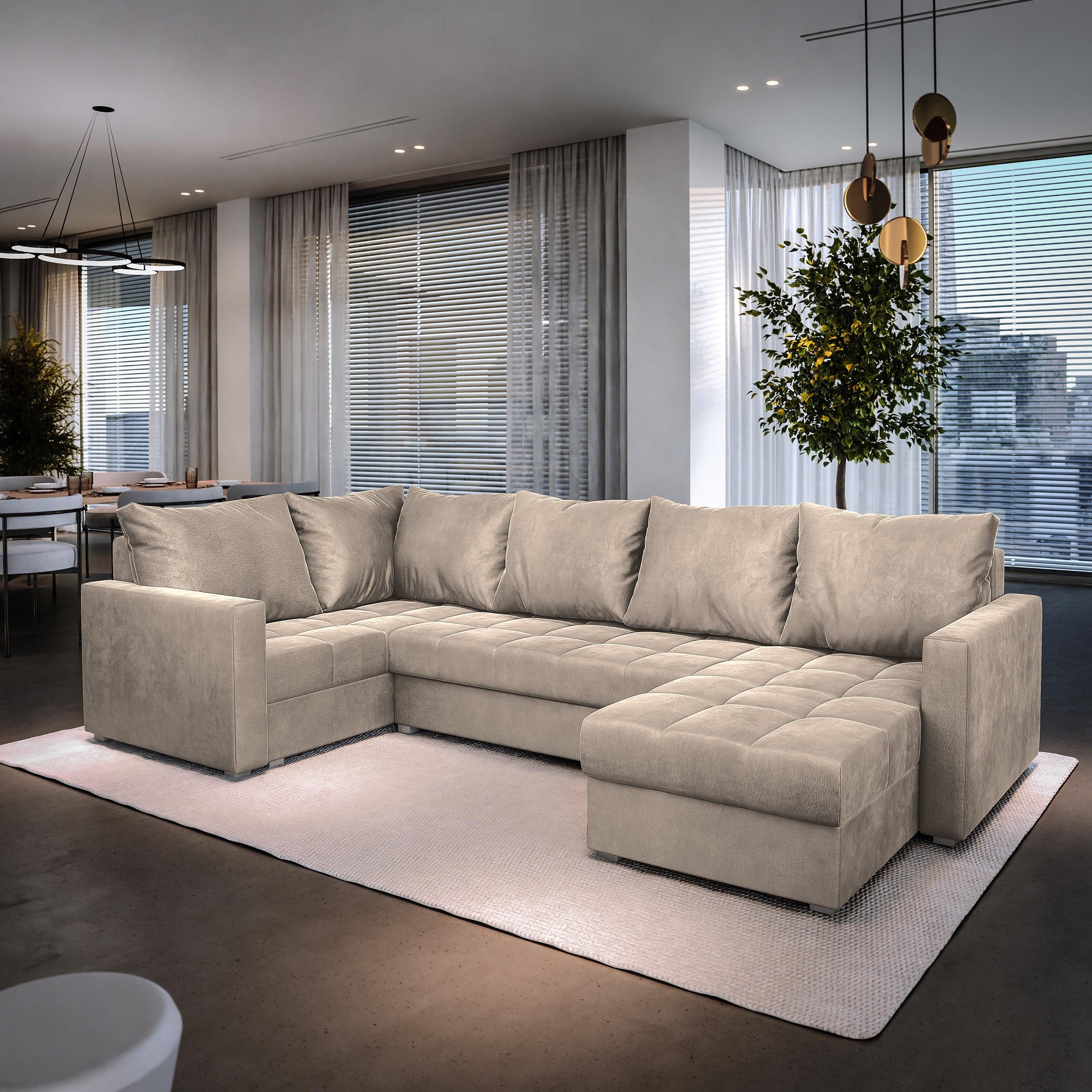 Masseno Ecksofa LORIVO mit Schlaffunktion U-Form, Sofa mit Bettkasten günstig online kaufen