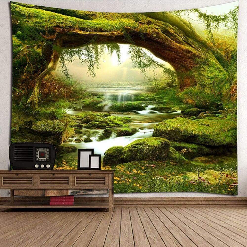 Wandteppich Wandbehang 200*150cm, Wandteppich Landschaft Wandkunst Dschungel Dekore FELIXLEO
