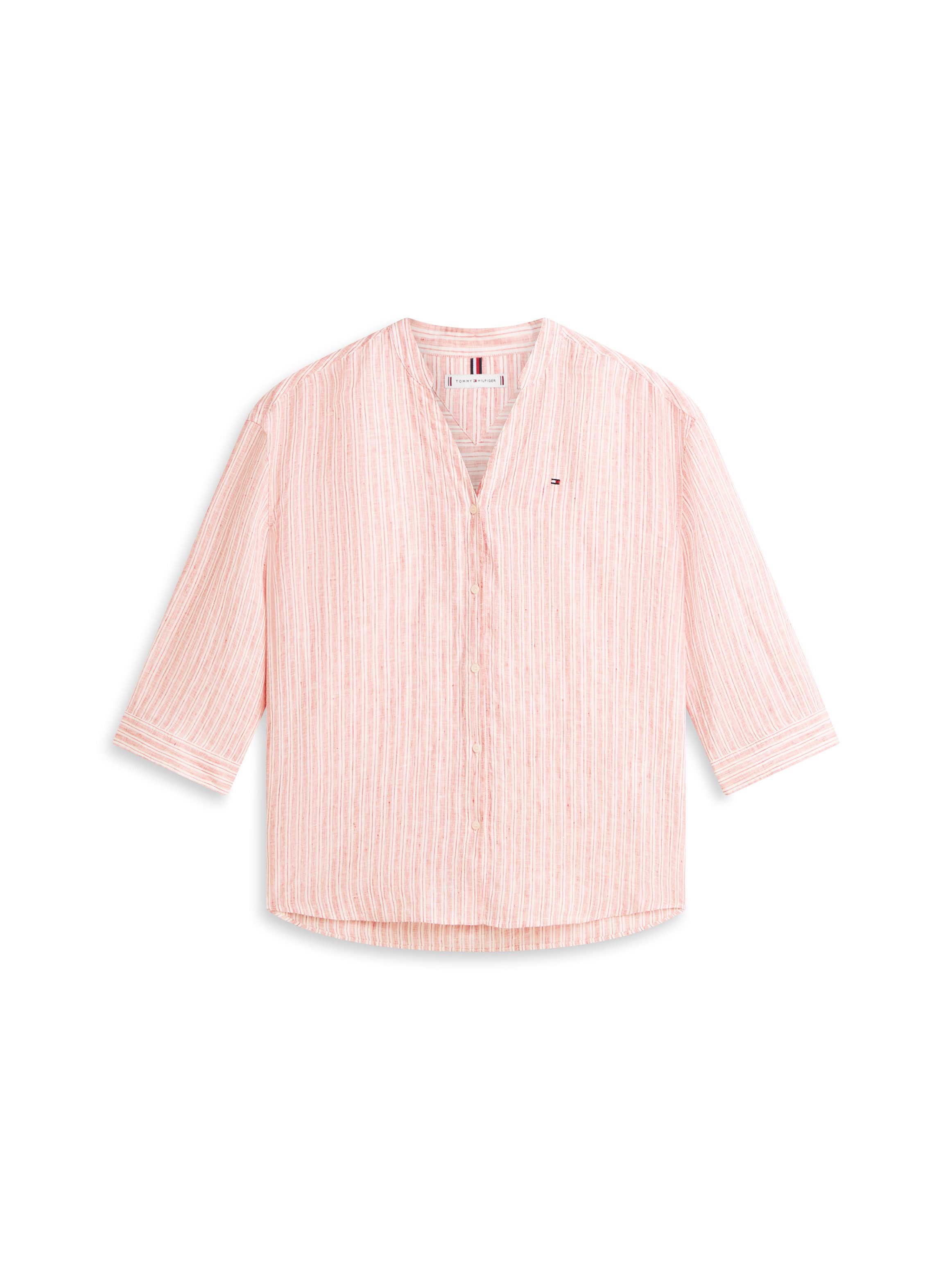 Tommy Hilfiger Shirtbluse ESS LINEN COLLARLESS SHIRT mit Logo-Stickerei – Bild 4 von 5