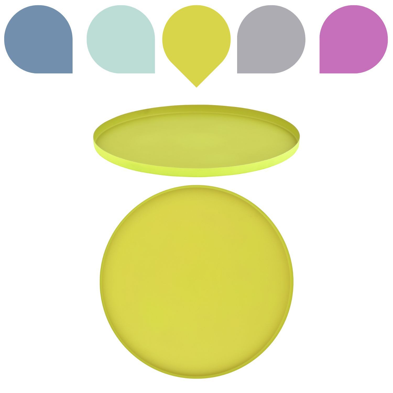 Marrakesch Orient & Mediterran Interior Dekotablett Callie Gelb Tablett rund 25cm, Boho Chic Dekoablage aus Metal (1 St), Handarbeit