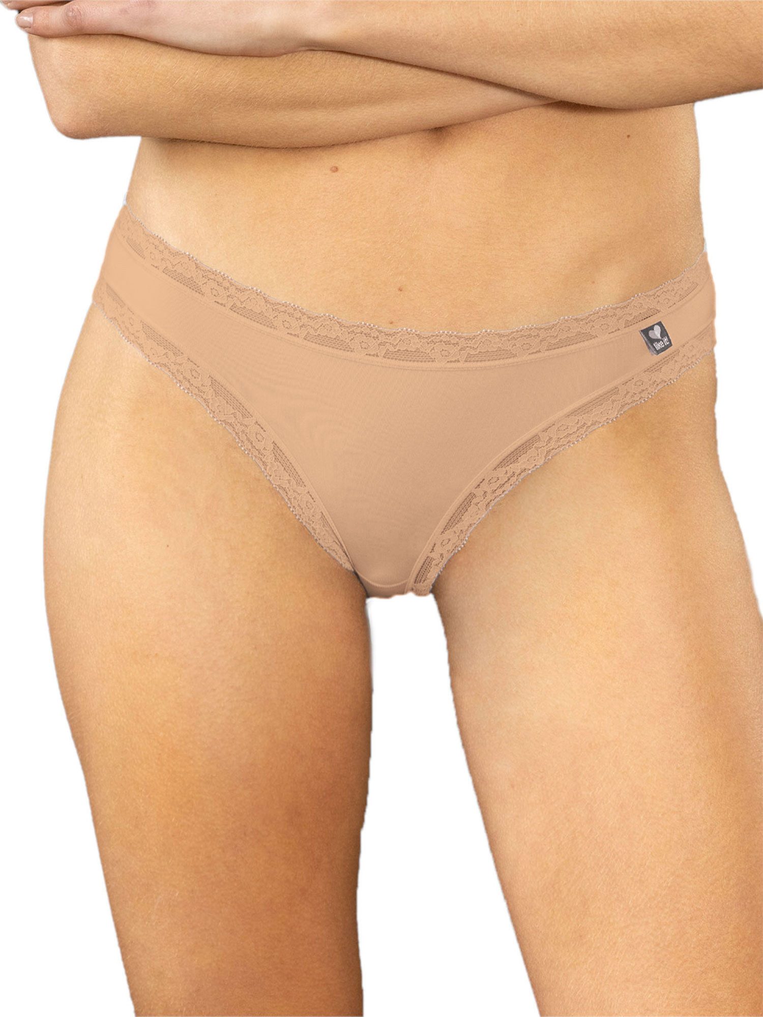 like it! Bikinislip 6er Pack Minislip Olivia (Packung, 6-St) glatter Stoff mit feinem Glanz, zarte Spitze