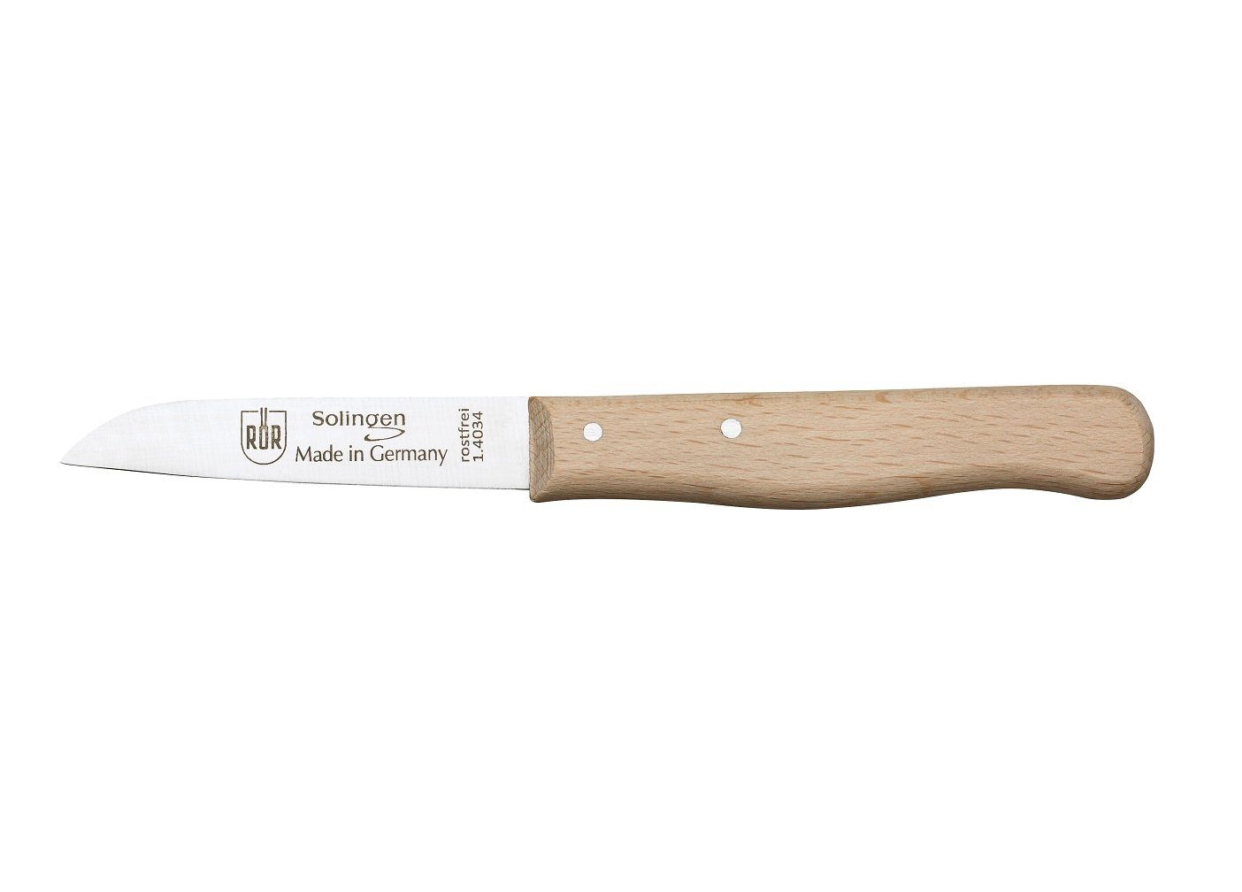 RÖR Kochmesser Küchenmesser spitz mit Buchenholzgriff - ideal für Obst und Gemüse, das perfekte Besteck zu jedem Anlass - Made in Solingen