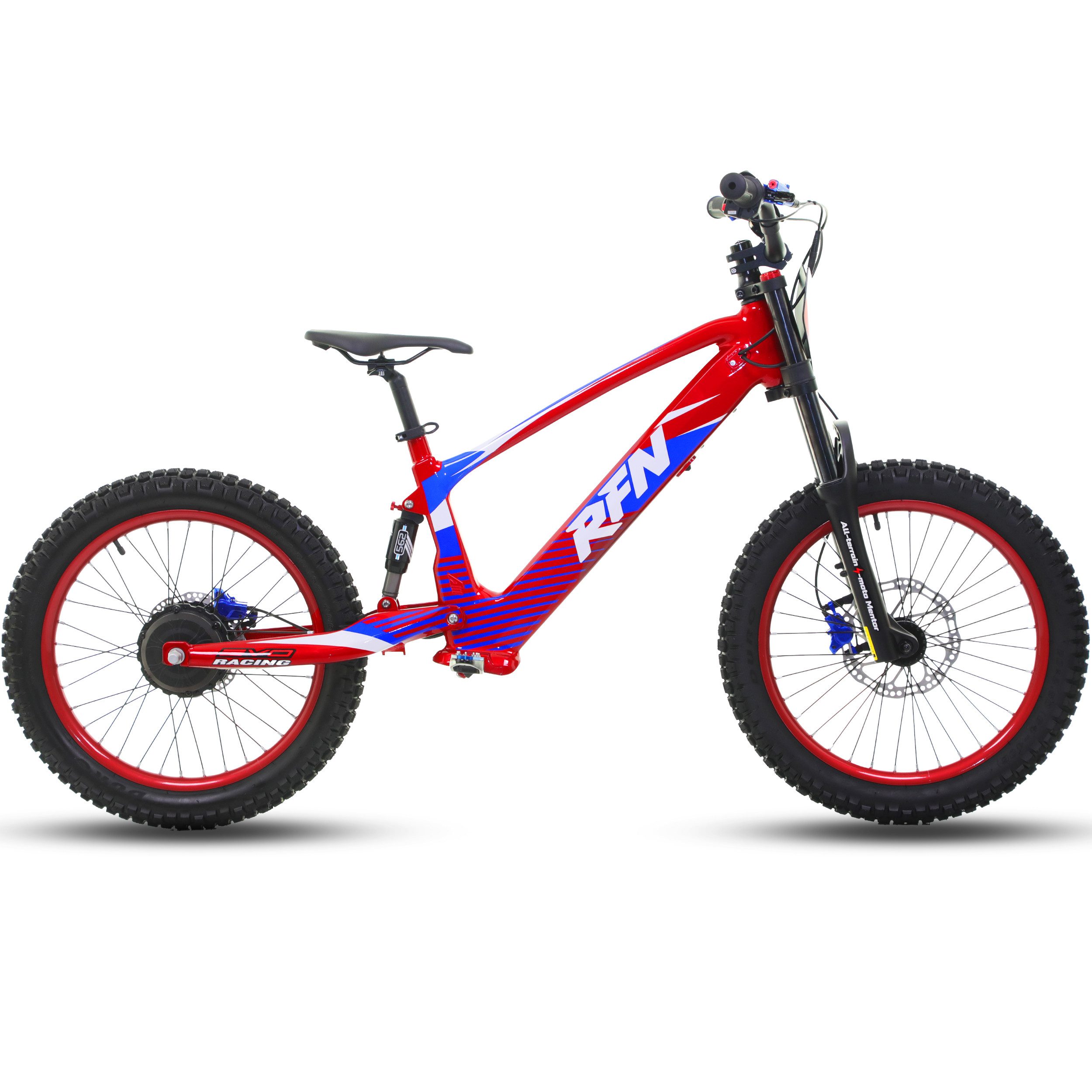 RFN Elektro-Kindermotorrad EVO20 E-Motorrad, 20 Zoll, 750W, Hydraulik-Bremsen, Offroad-Reifen, Belastbarkeit 70 kg, Jugend-Dirtbike für ab 12 Jahre, 35km/h, 36V Akku, 52,5Nm