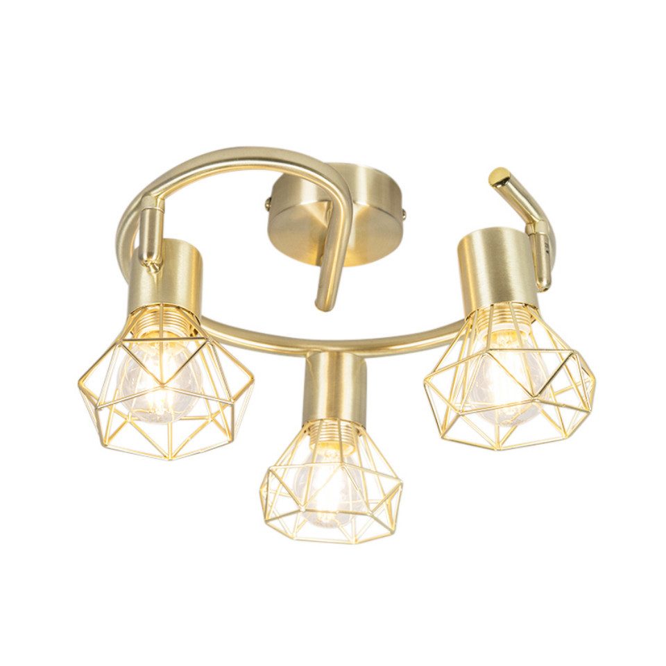 Qazqa LED Aufbaustrahler Mosh, ohne Leuchtmittel, Warmweiß, QAZQA Aufbau­spot, e14, Messing, Stahl, Modern