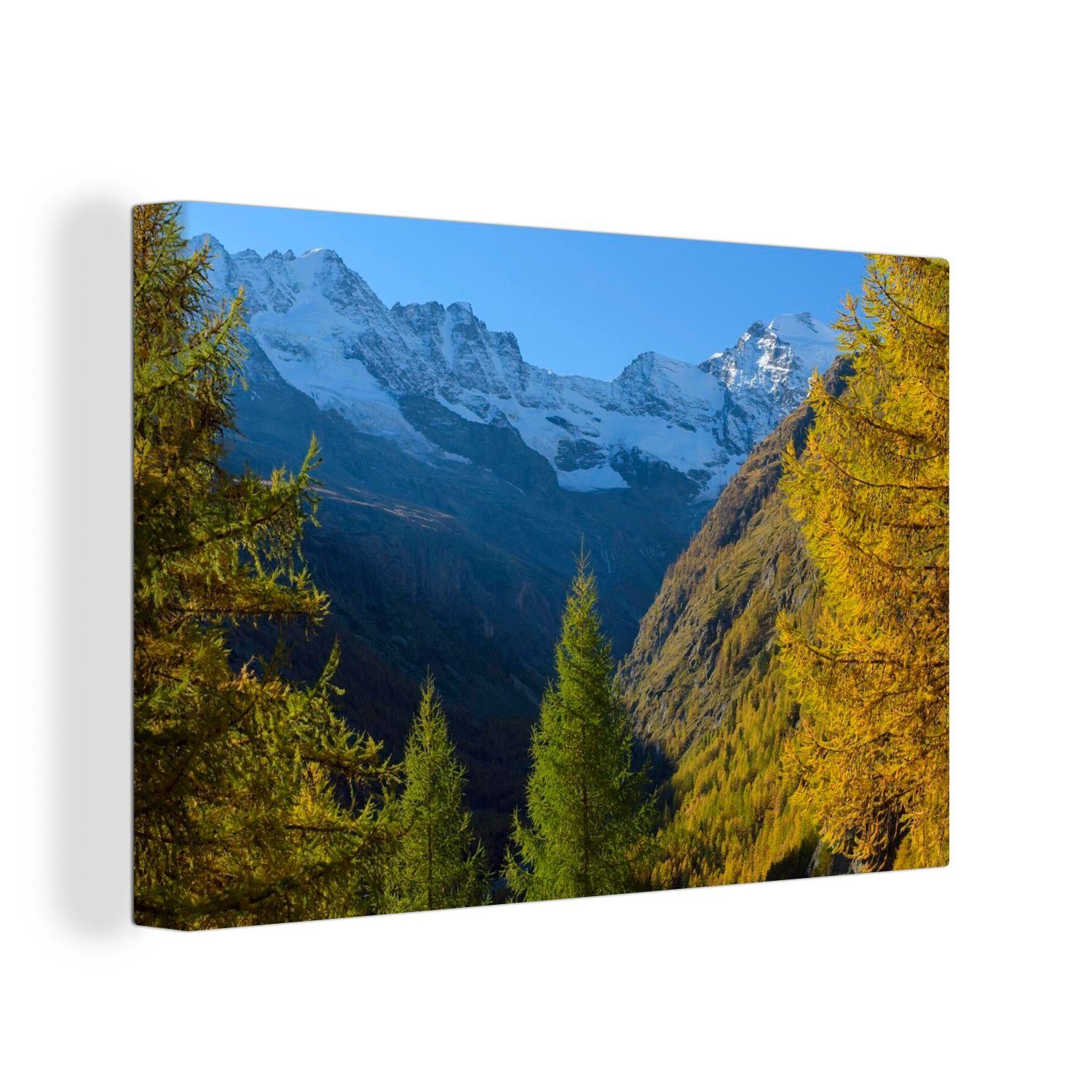 Leinwandbilder, Italien Wanddeko, OneMillionCanvasses® 30x20 blauem in cm St), (1 Himmel, unter Wandbild Aufhängefertig, Gran-Paradiso-Nationalpark Leinwandbild Der