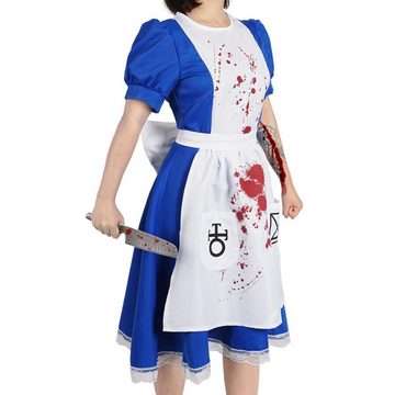 GalaxyCat Kostüm Horror Dienstmädchen Kleid mit blutiger Schürze, Blutiges Dienstmädchen Kostüm