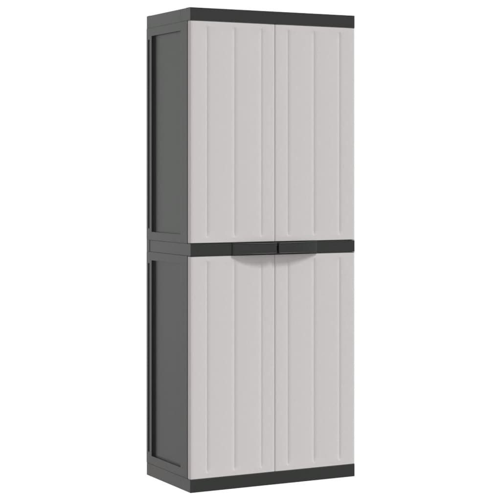 vidaXL Garten-Geräteschrank, Gartenschrank Grau und Schwarz 65x37x165 cm PP