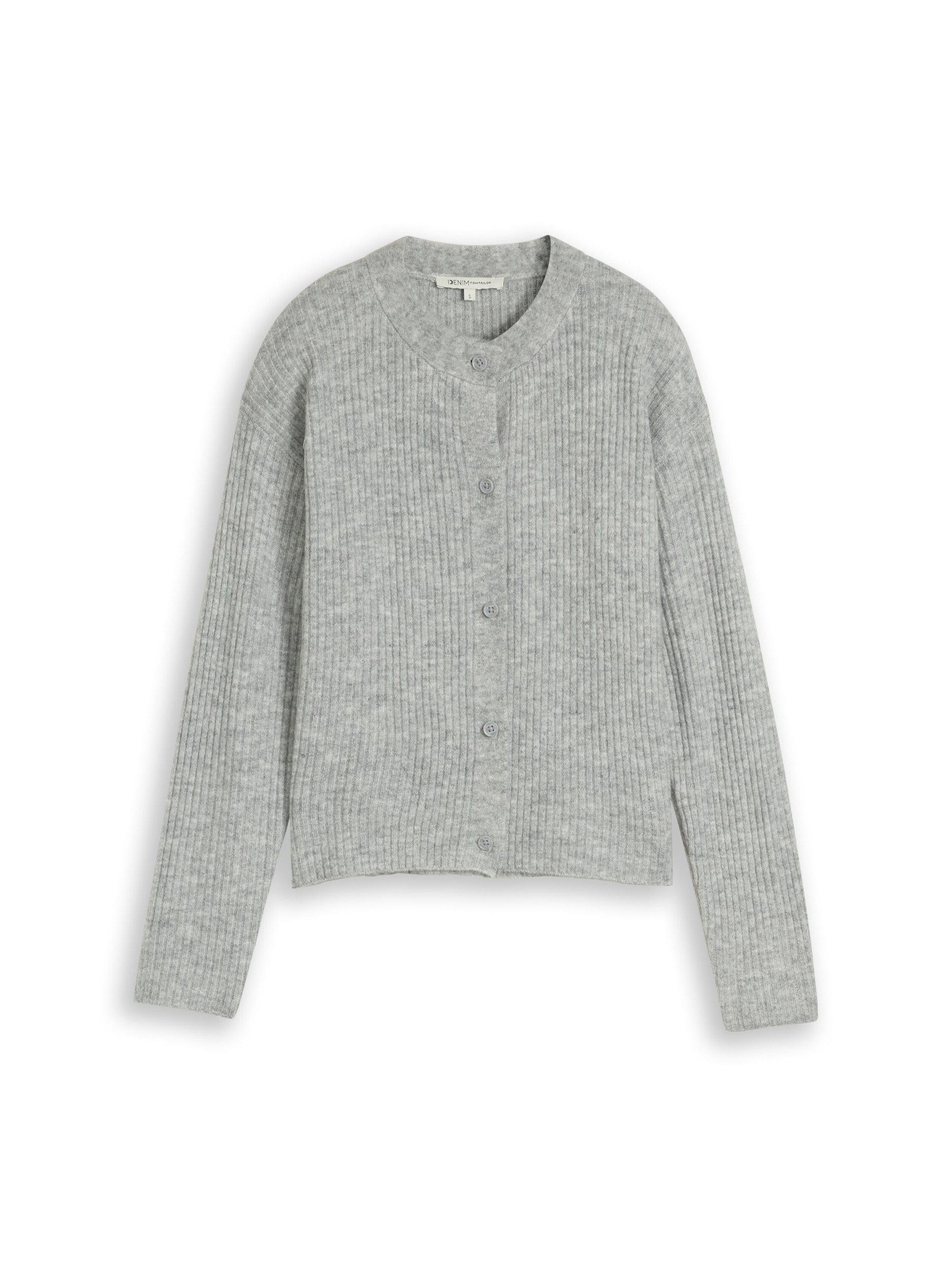 TOM TAILOR Denim Strickjacke knit cosy rib cardigan Light Soft Grey Melange