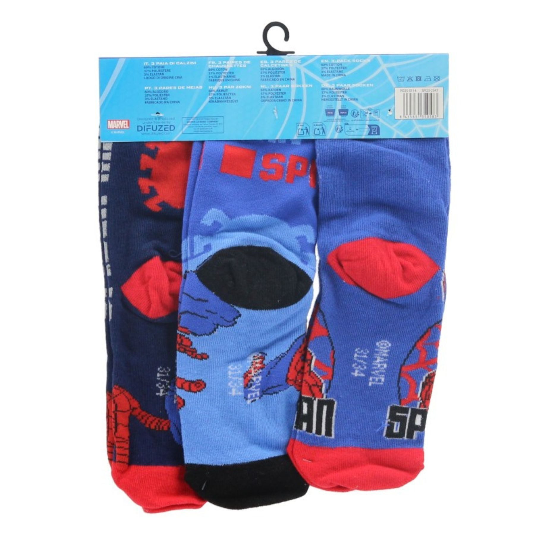 Spiderman Socken Kindersocken 3er-Pack atmungsaktiv & weich (3-Paar)