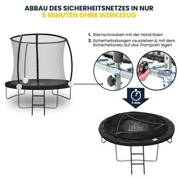 Zero Gravity Gartentrampolin Ø183/244/305/366/427 cm, Leiter & Sicherheitsnetz, TÜV cert, Trampolin