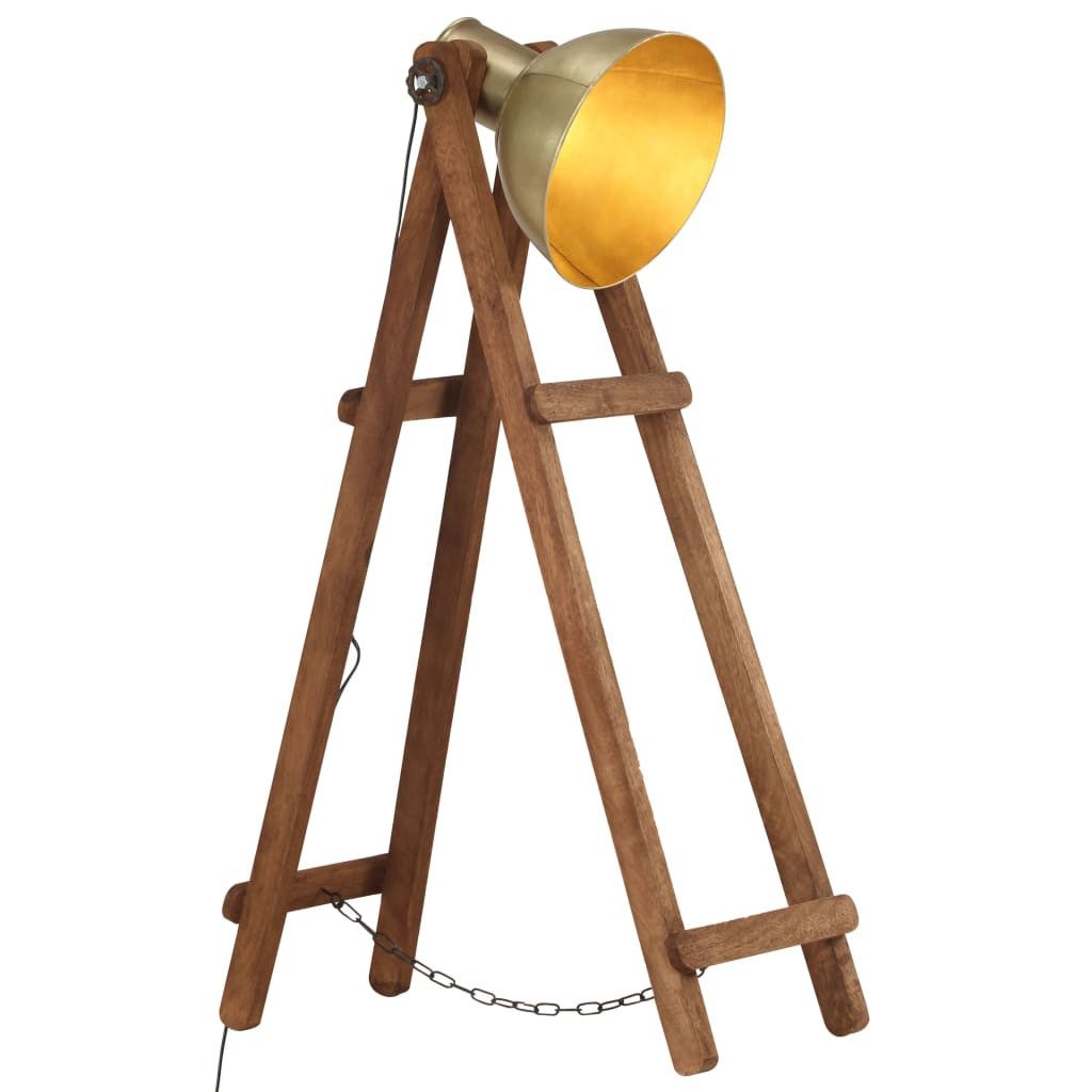 vidaXL Stehlampe NA Stehlampe Messing E27 Mango Massivholz