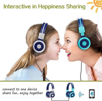 SIMOLIO Bluetooth Faltbare Kabellose mit 75dB / 85dB / 94dB Volume Limit Kinder-Kopfhörer (Komfortabler Sitz mit flexiblen Kopfbändern und geräuschisolierenden Memory Foam-Ohrpolstern., mit Lautstärke begrenzt, mit Bluetooth und Kabel für Jugentliche)
