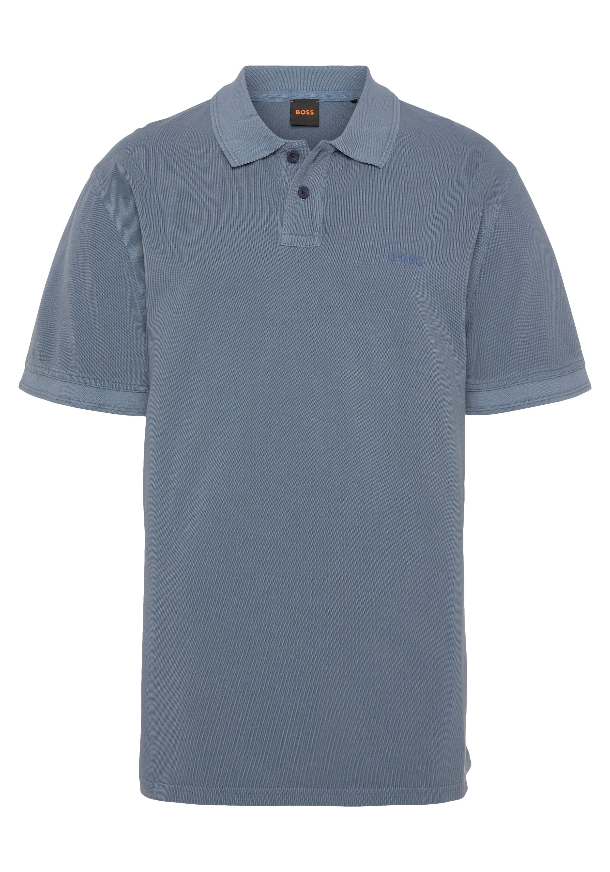 BOSS Knopfleiste Blue Light/Pastel Poloshirt 459 Prime ORANGE mit