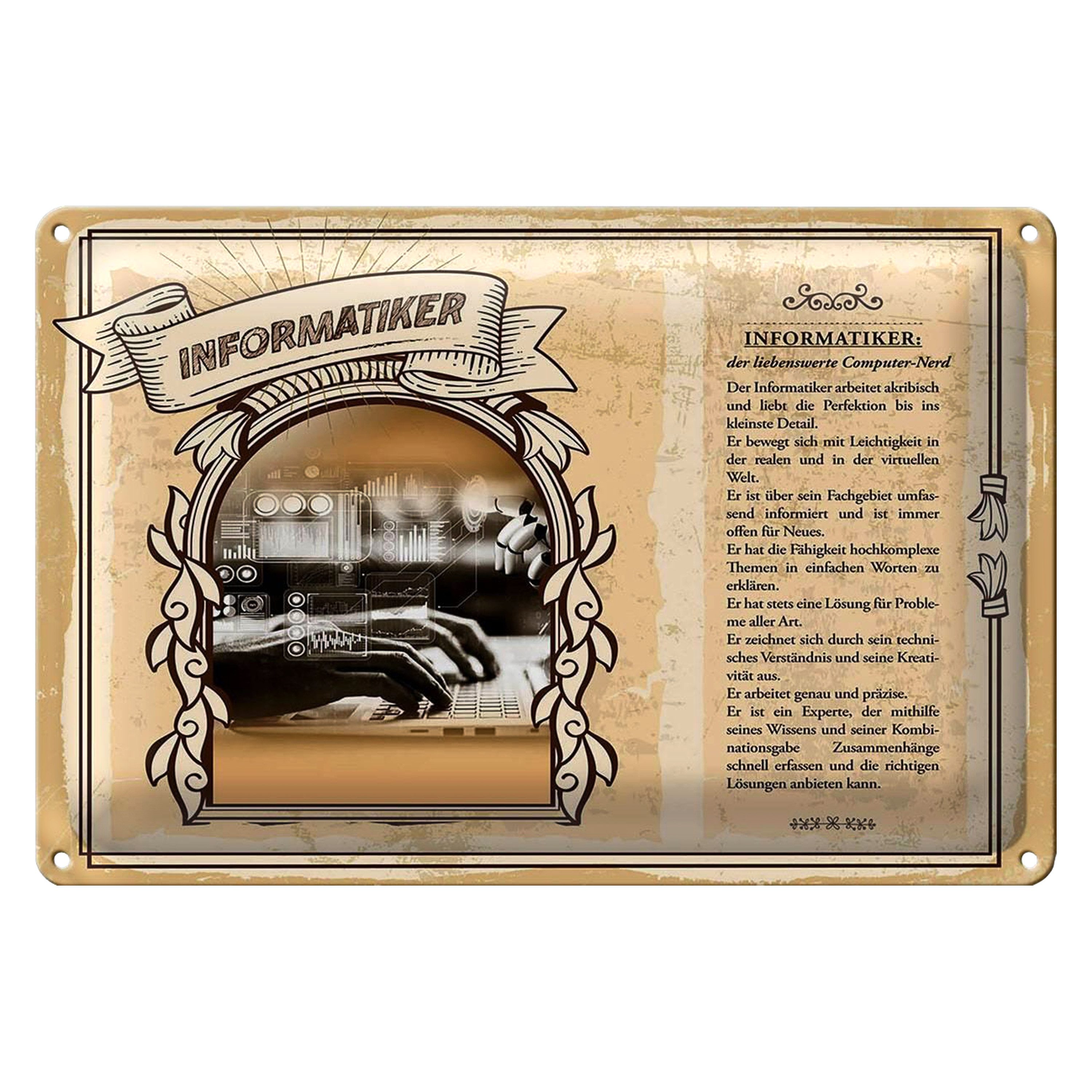 Roomando Metallschild Berufe 18x12cm Informatiker Computer Nerd