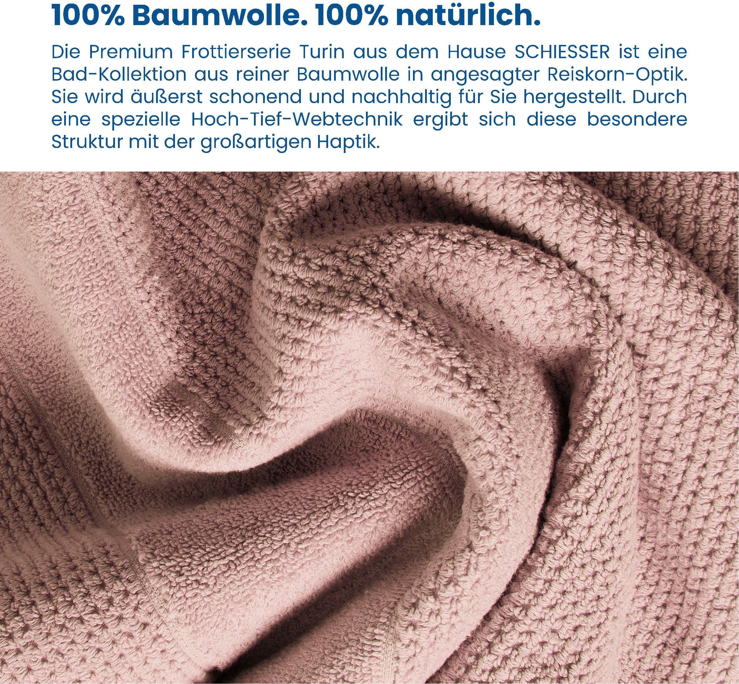 Schiesser Handtücher Turin im Set 100% GREEN Frottier MADE OEKO-TEX®-zertifiziert aus 4er Baumwolle, Reiskorn-Optik, by (4-St), Puderrosa IN