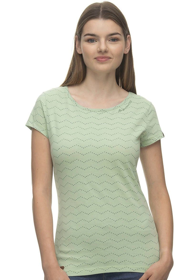 Allover-Print, Stylisches T-Shirt mit Kurzarmshirt Baumwoll Damen ZAG Ragwear ZIG MINTT