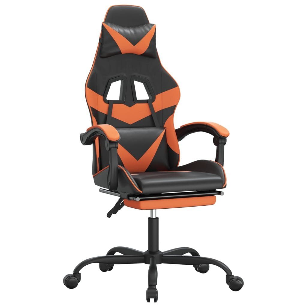 | Gaming-Stuhl und Gaming-Stuhl Orange (1 Drehbar Orange St) & Schwarz Kunstleder mit Orange Schwarz Schwarz und Fußstütze vidaXL