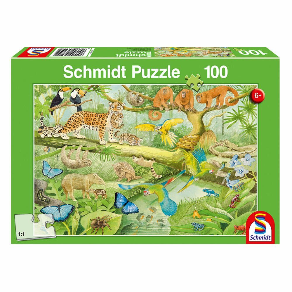 Schmidt Spiele Puzzle Tiere im Regenwald, 100 Puzzleteile