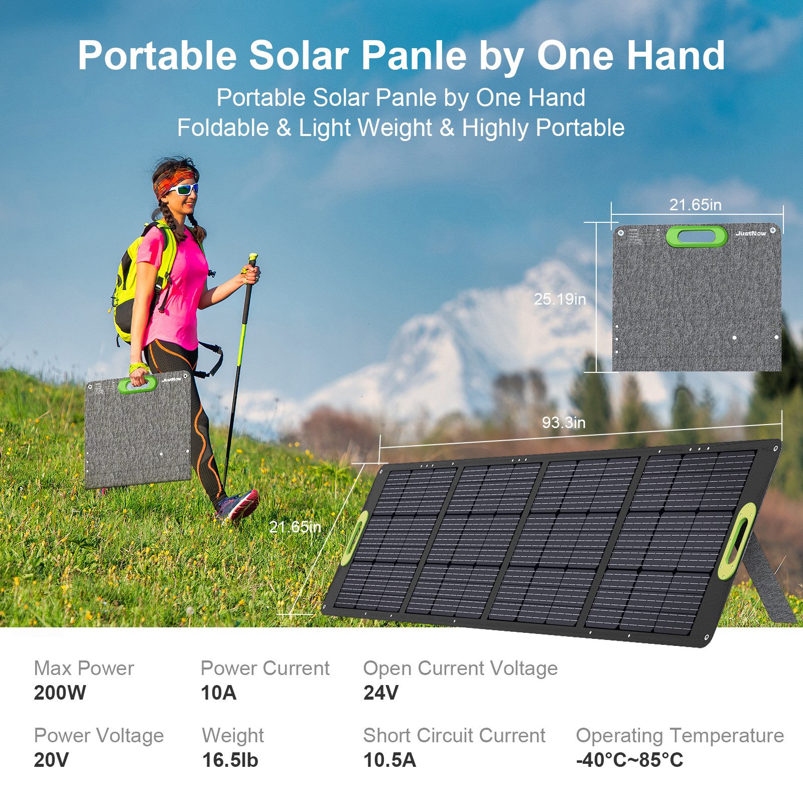 JustNow Solarmodul faltbares Solar Panel 200Watt MC4 Stecker Maximal Kompatibel, (d)