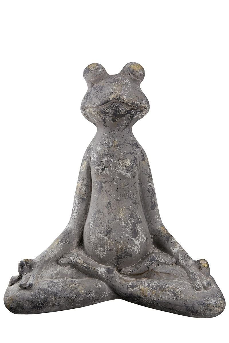 Tierfigur Yoga aus Magnesia in grau, Froschfigur