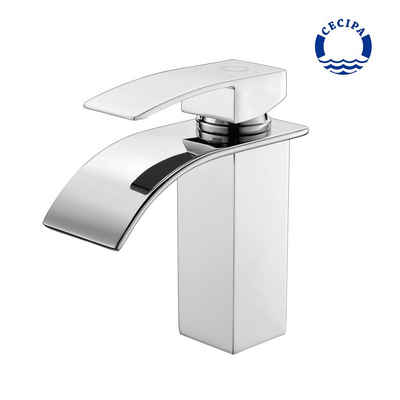 CECIPA Waschtischarmatur Wasserfall-Waschtischarmatur Chrom Edelstahl-BadarmaturWaschbeckenhahn (Mischbatterie, 1-St., Mixer) Badezimmer-Thermostathahn