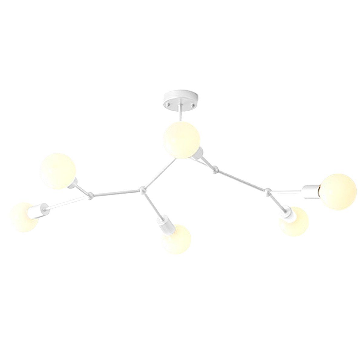 DOPWii Kronleuchter 6 Köpfe,Deckenlampe für Wohnzimmer,Enthält keine Lichtquelle,E27 Weiss