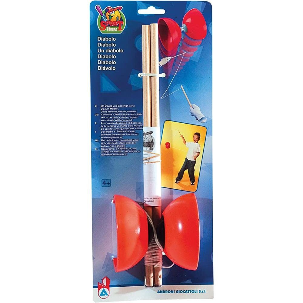 Androni Spiel Diabolo, aus Kunststoff, mit Holzstäben, 1 Stück zufällige Farbe